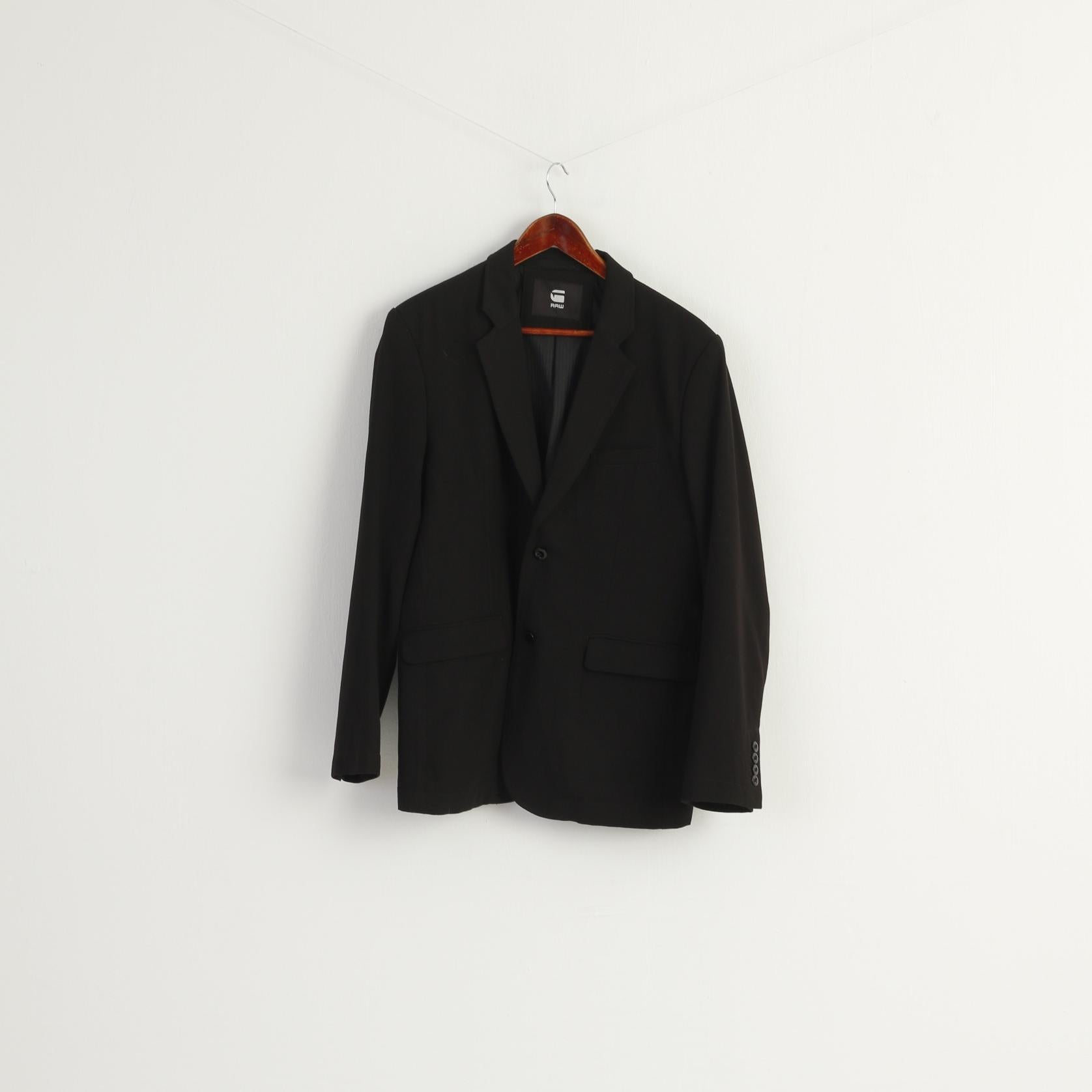 G Star Raw Men L (M)  Blazer Black Omega Viscose Slim Fit Sport Single Breasted Jacket