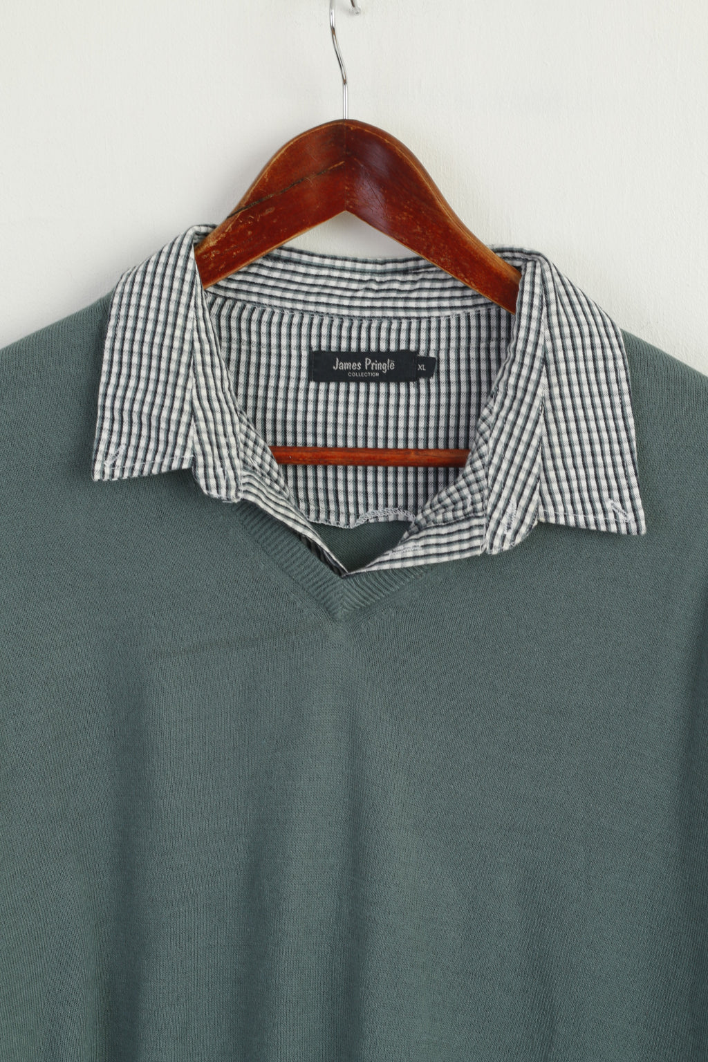 James Pringle Men XL Jumper Green Acrylic Soft Collared Classic Plain Sweater