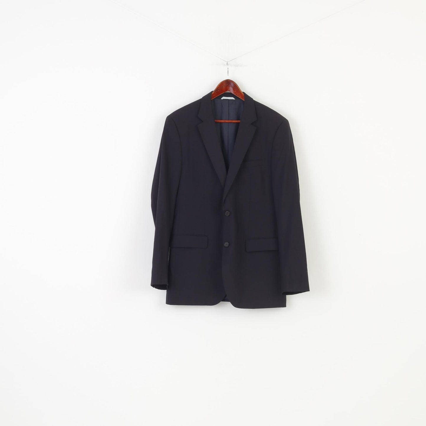 Hugo Boss Men 40L M  Blazer Navy Blue Breasted Wool Long Sleeve Elegant Top