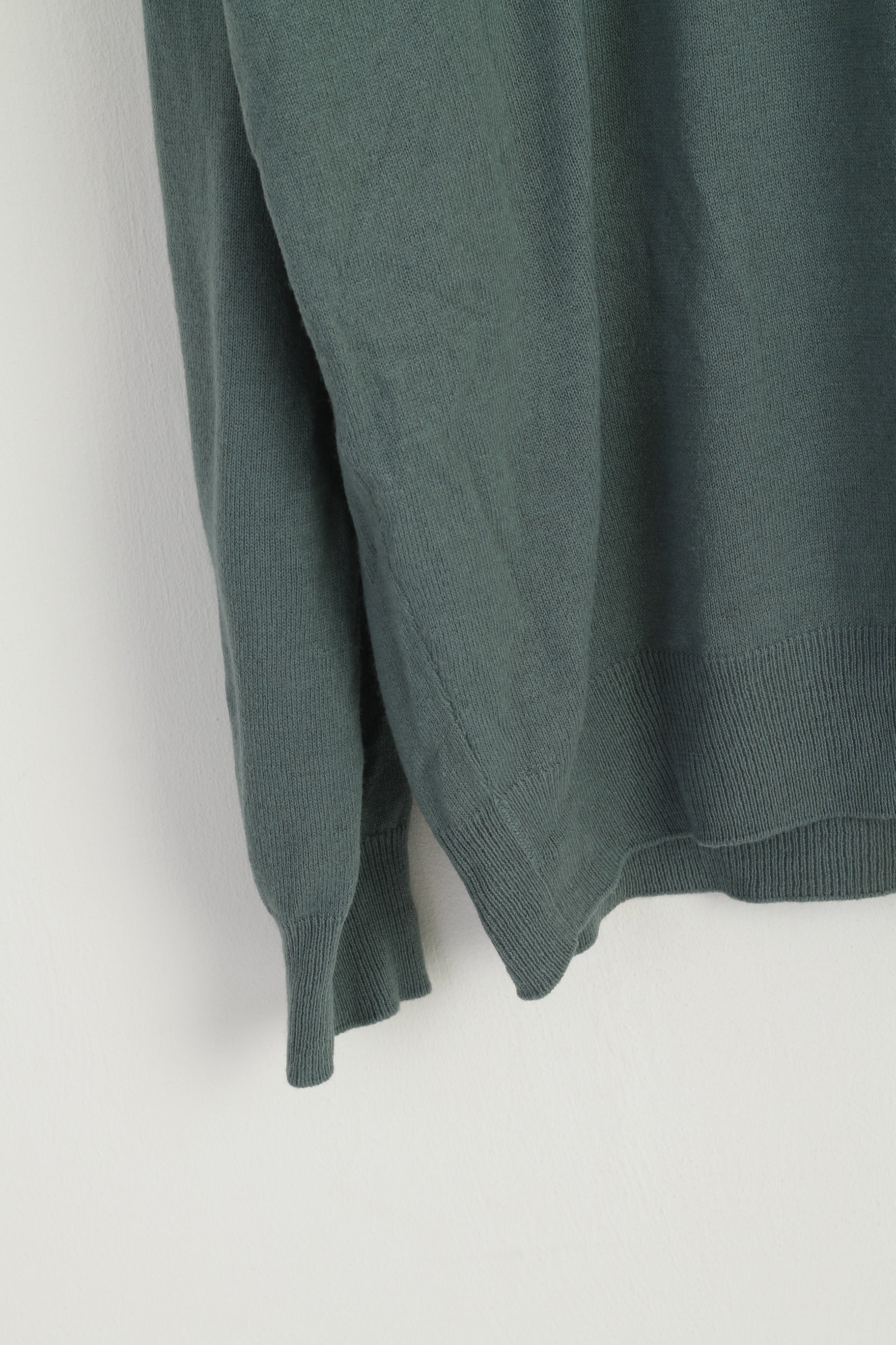 James Pringle Men XL Jumper Green Acrylic Soft Collared Classic Plain Sweater