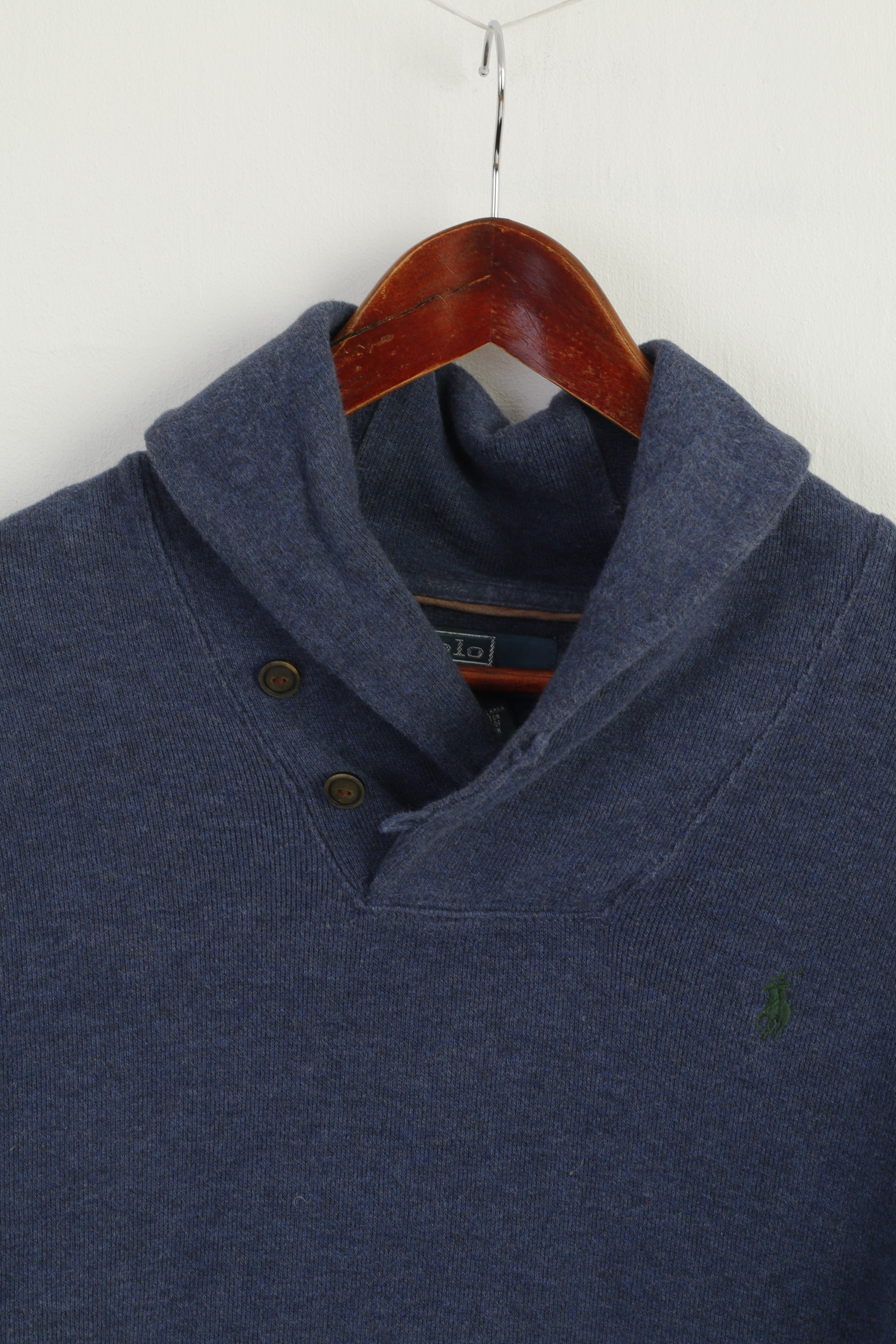 Polo By Ralph Lauren Men M Sweatshirt Navy Cotton Vintage Plain Classic Top