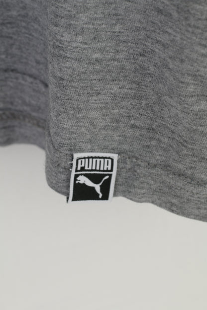 Puma Men L T-Shirt Gris Coton Graphic City Sport Crew Neck Top