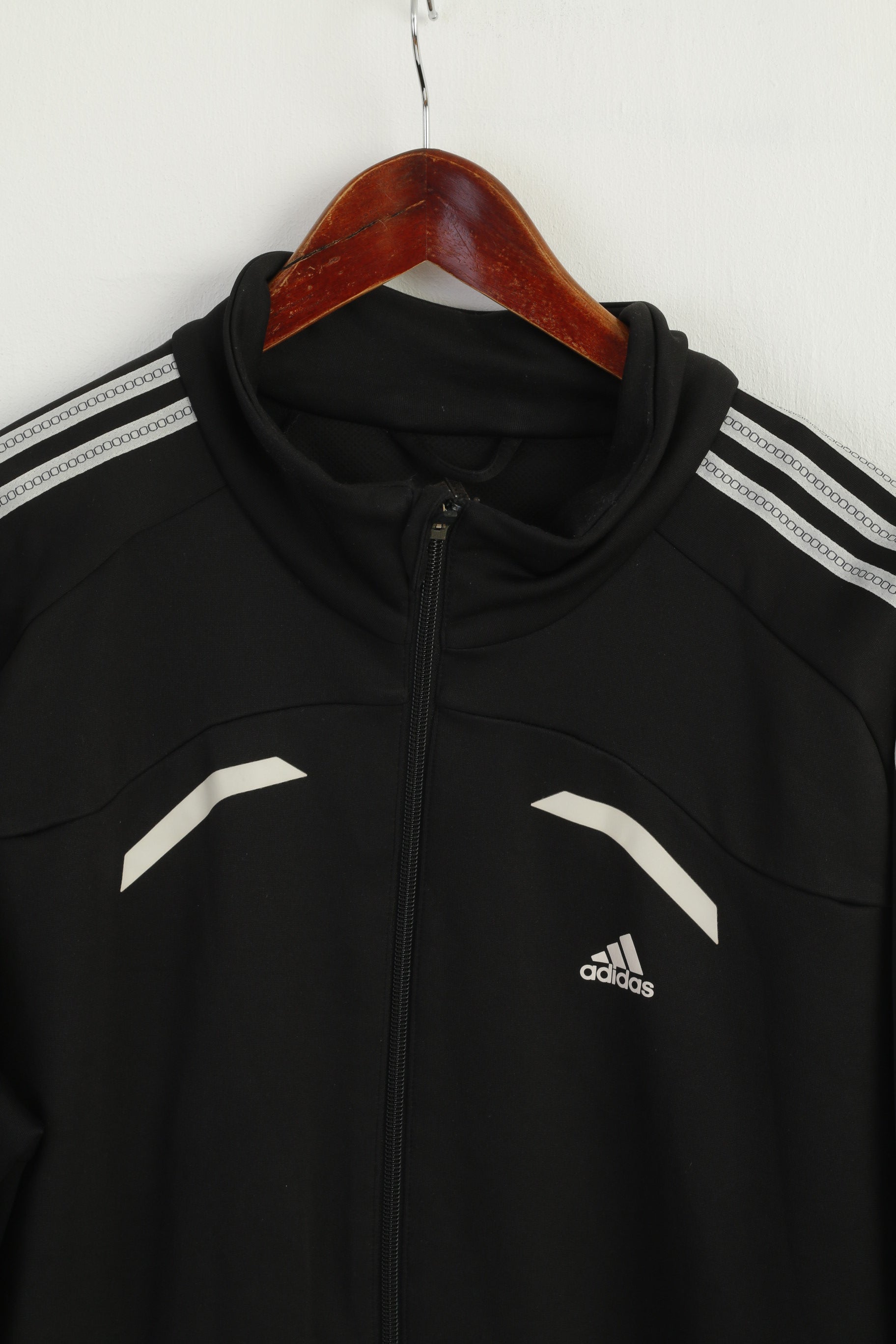 Adidas Vintage Men's Track Jacket - Black 3-Stripe (Size XL approx.)