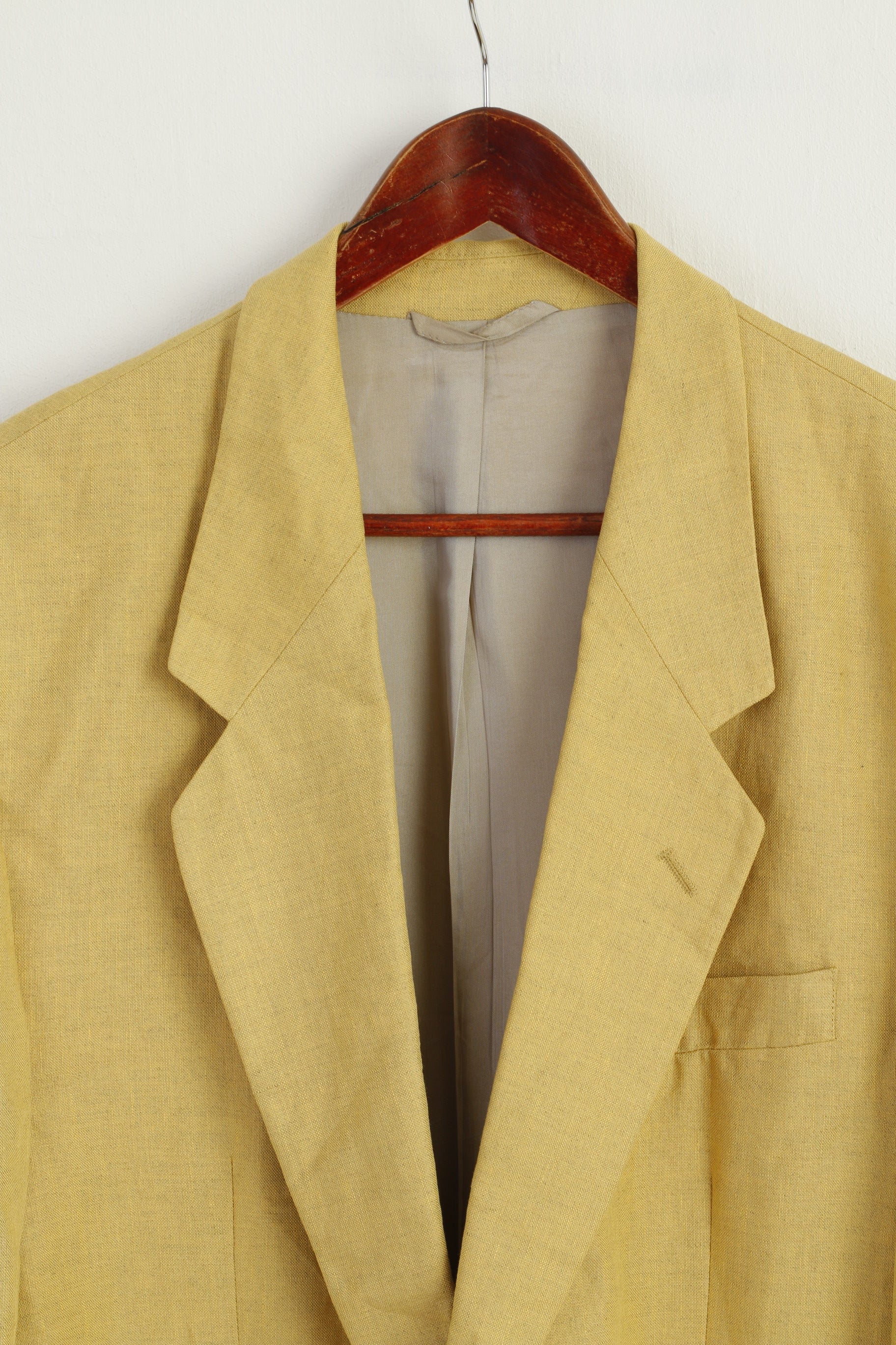 James B. Cook Men's Vintage Blazer - Light Yellow Linen Blend (Size EU 54 / US 44)