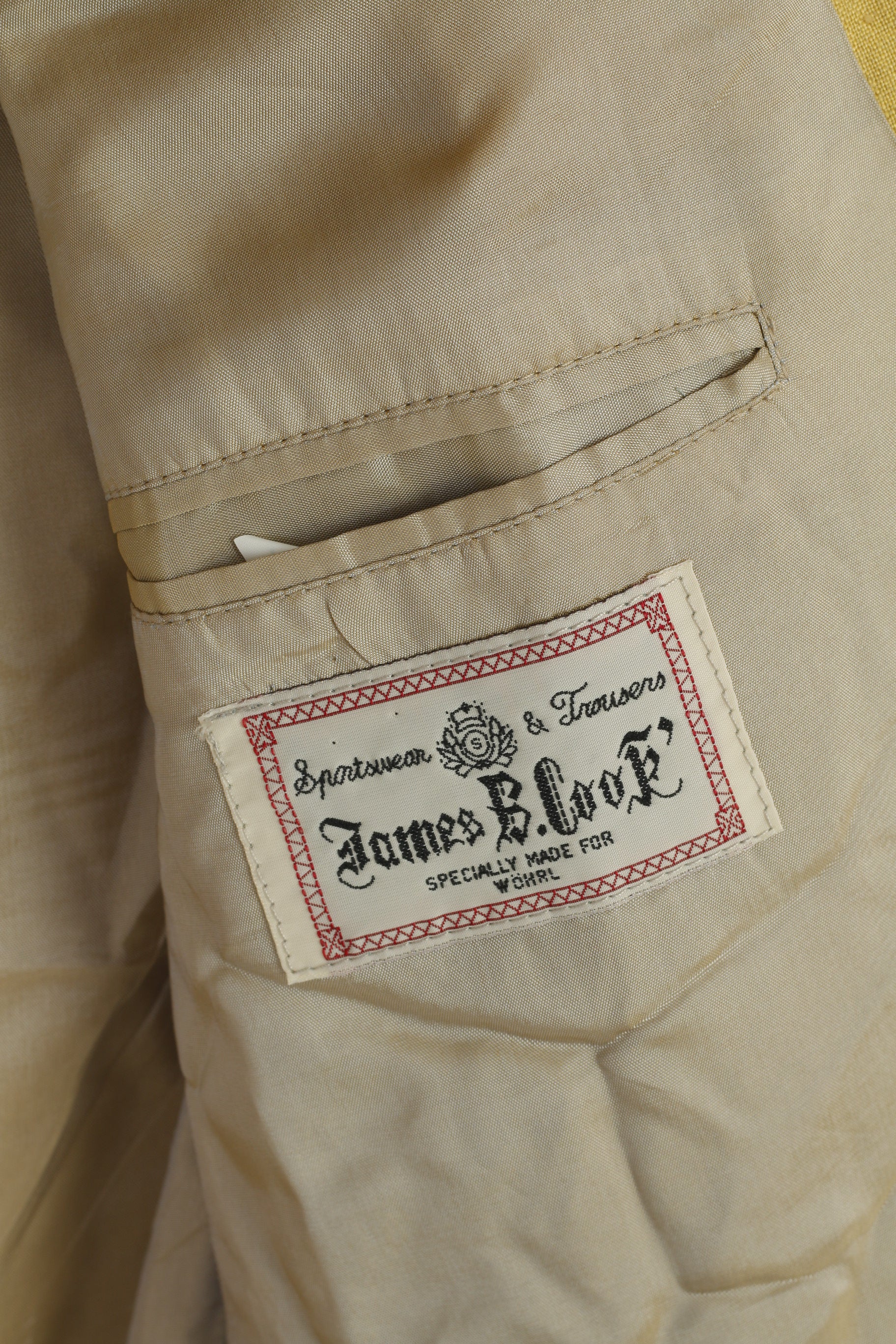 James B. Cook Men's Vintage Blazer - Light Yellow Linen Blend (Size EU 54 / US 44)