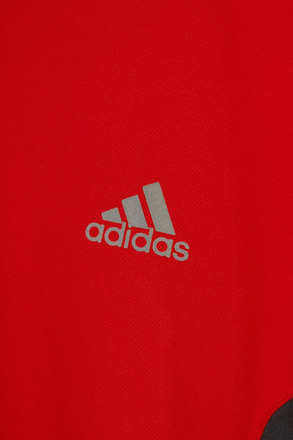 Adidas Men XL Polo Shirt Red Jersey Vintage Sportswear 3 Stripes Vintage Sport Top