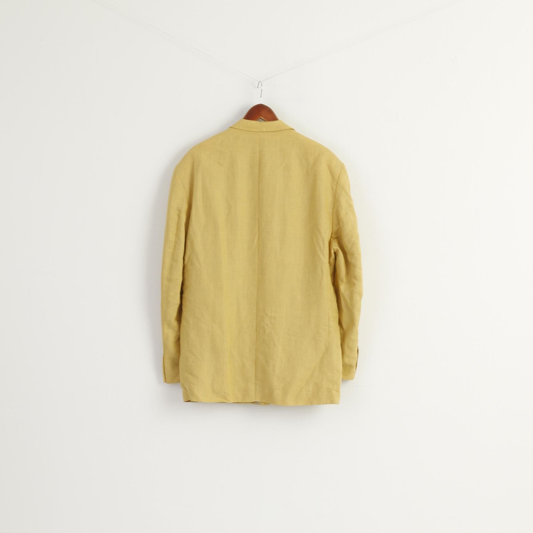 James B. Cook Men's Vintage Blazer - Light Yellow Linen Blend (Size EU 54 / US 44)