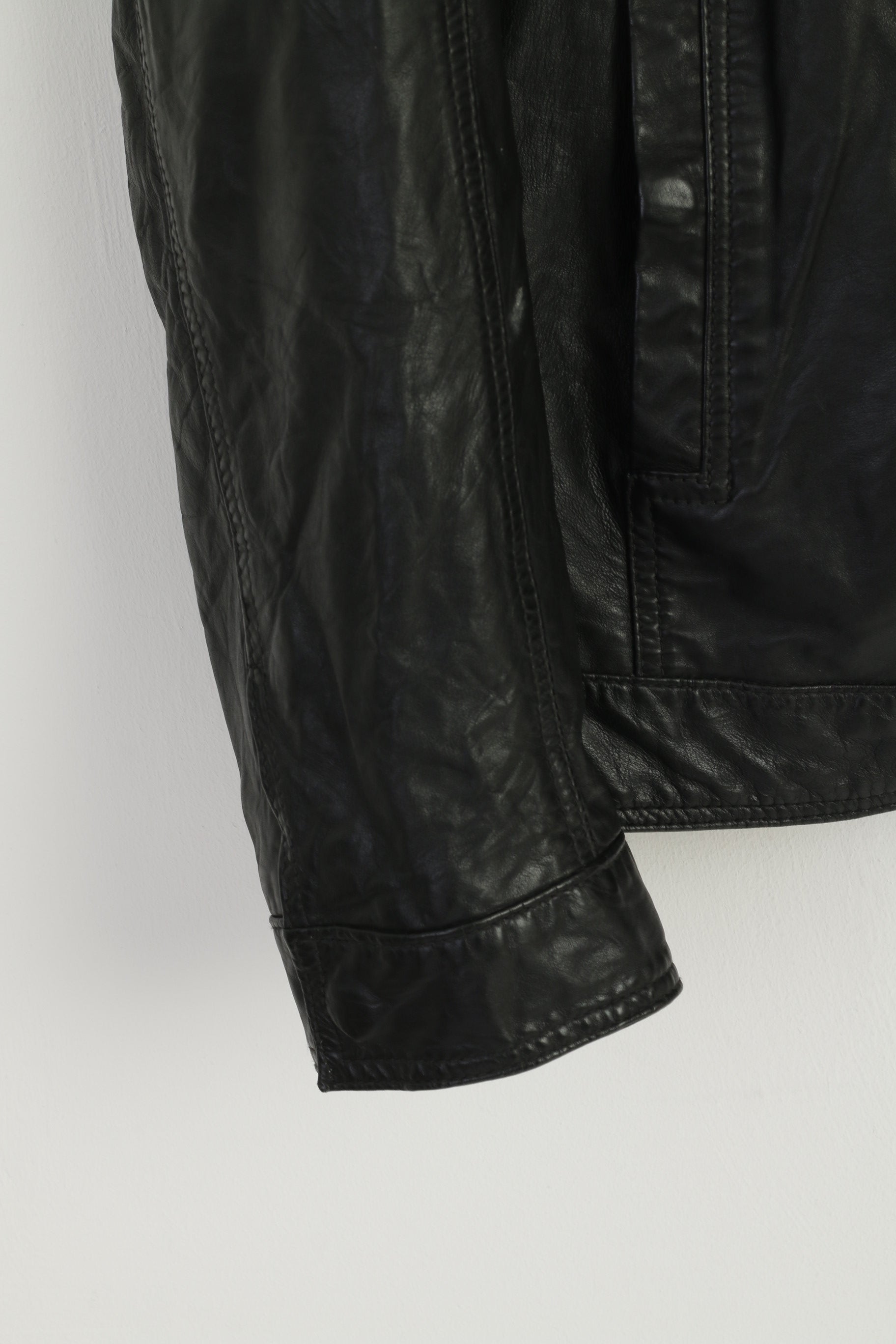 Milestone Men 58 3XL (XL) Jacket Black Leather Nappa Full Zipper Biker Pockets Top