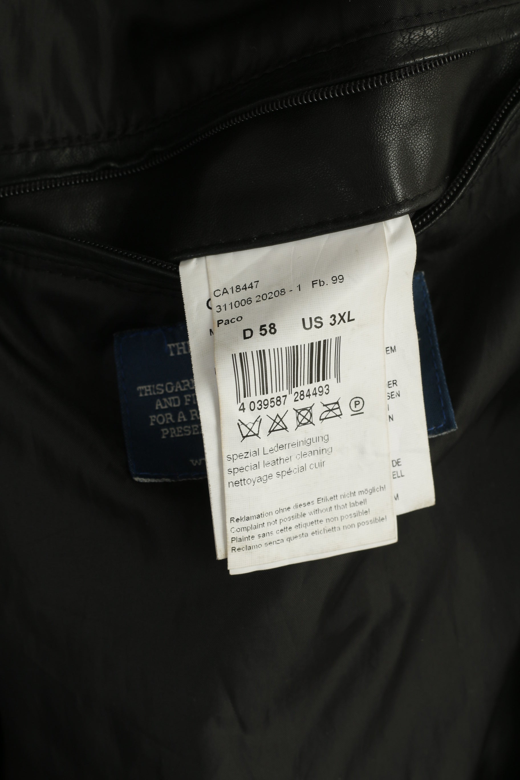 Milestone Men 58 3XL (XL) Jacket Black Leather Nappa Full Zipper Biker Pockets Top