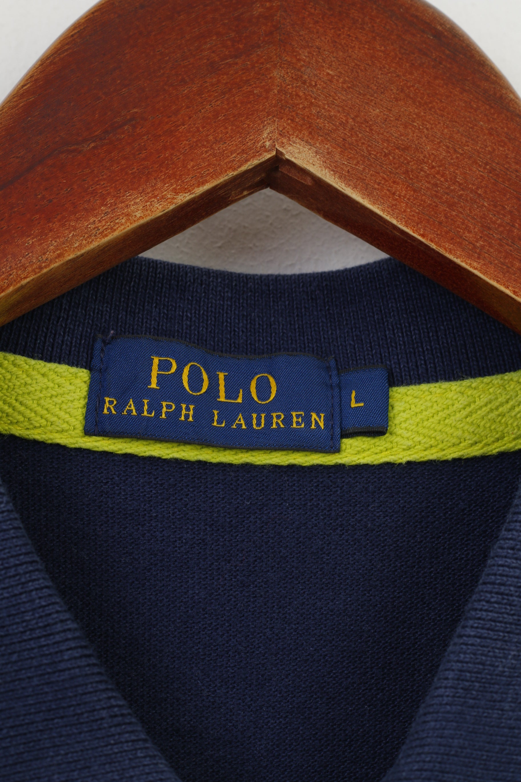 Polo Ralph Lauren Men L S Polo Shirt Navy Cotton Classic Pink Ponny Top