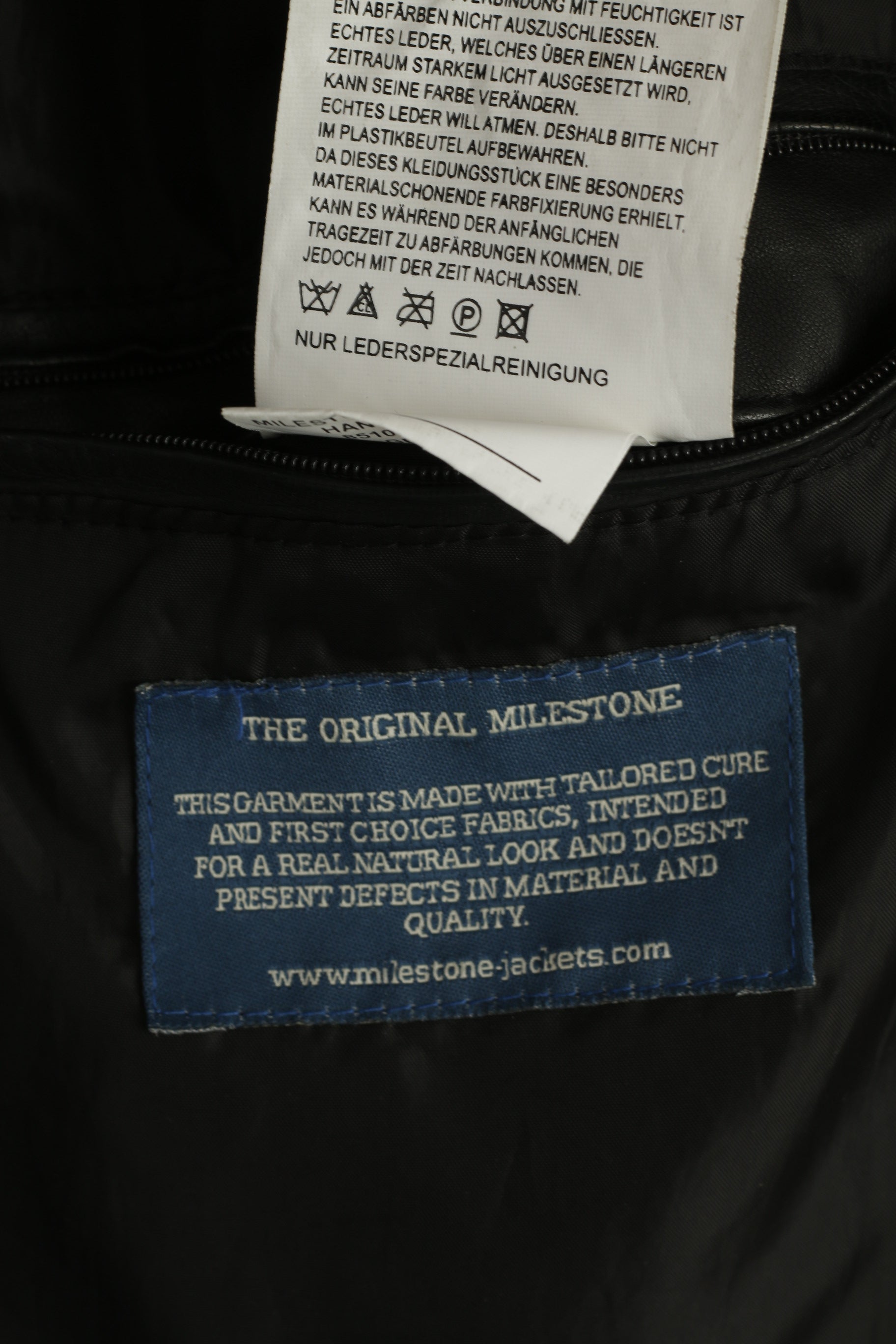 Milestone Men 58 3XL (XL) Jacket Black Leather Nappa Full Zipper Biker Pockets Top