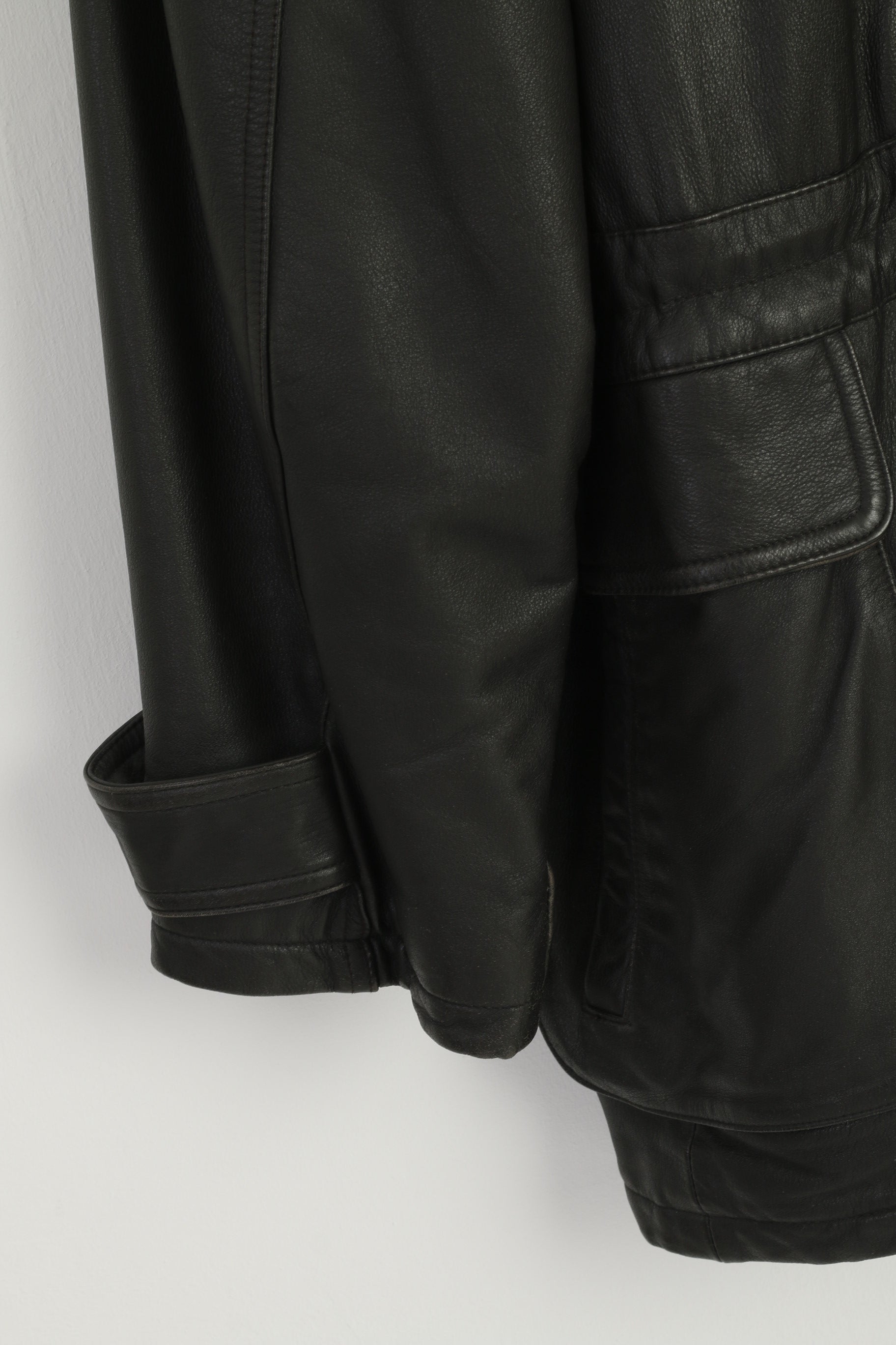 Prince Men 56 XL Leather Jacket Vintage Brown Long Shoulder Pads Classic Heavy Top