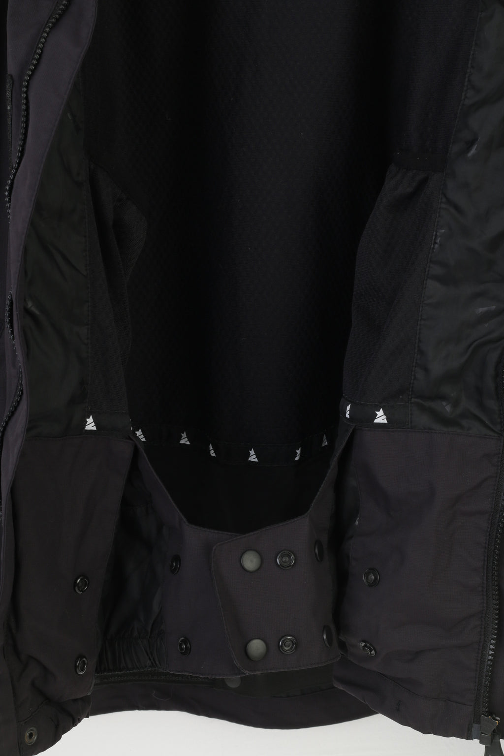 Giacca Zimtstern da uomo L, cappuccio in nylon nero, tasche imbottite per sci invernale, top impermeabile