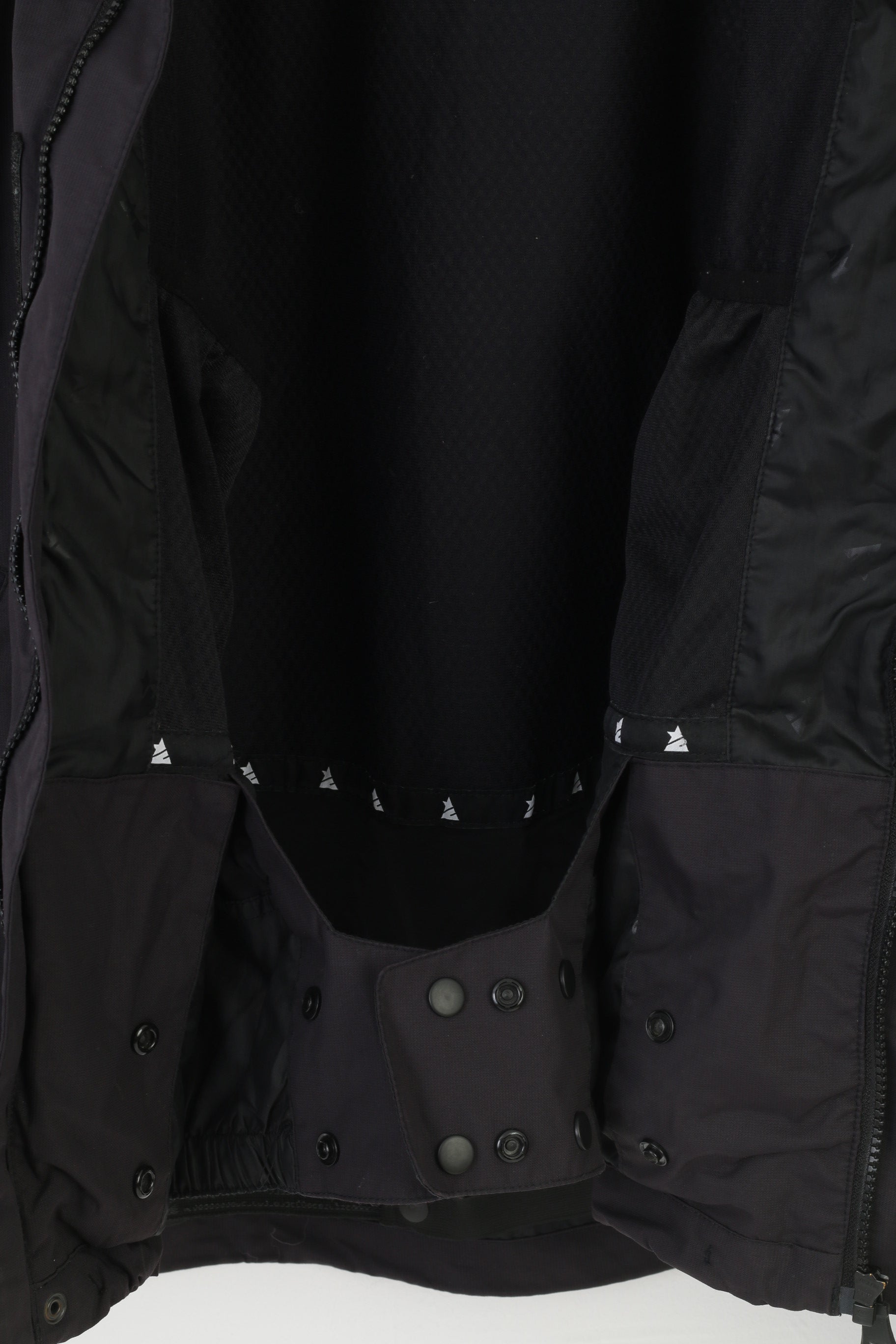 Giacca Zimtstern da uomo L, cappuccio in nylon nero, tasche imbottite per sci invernale, top impermeabile