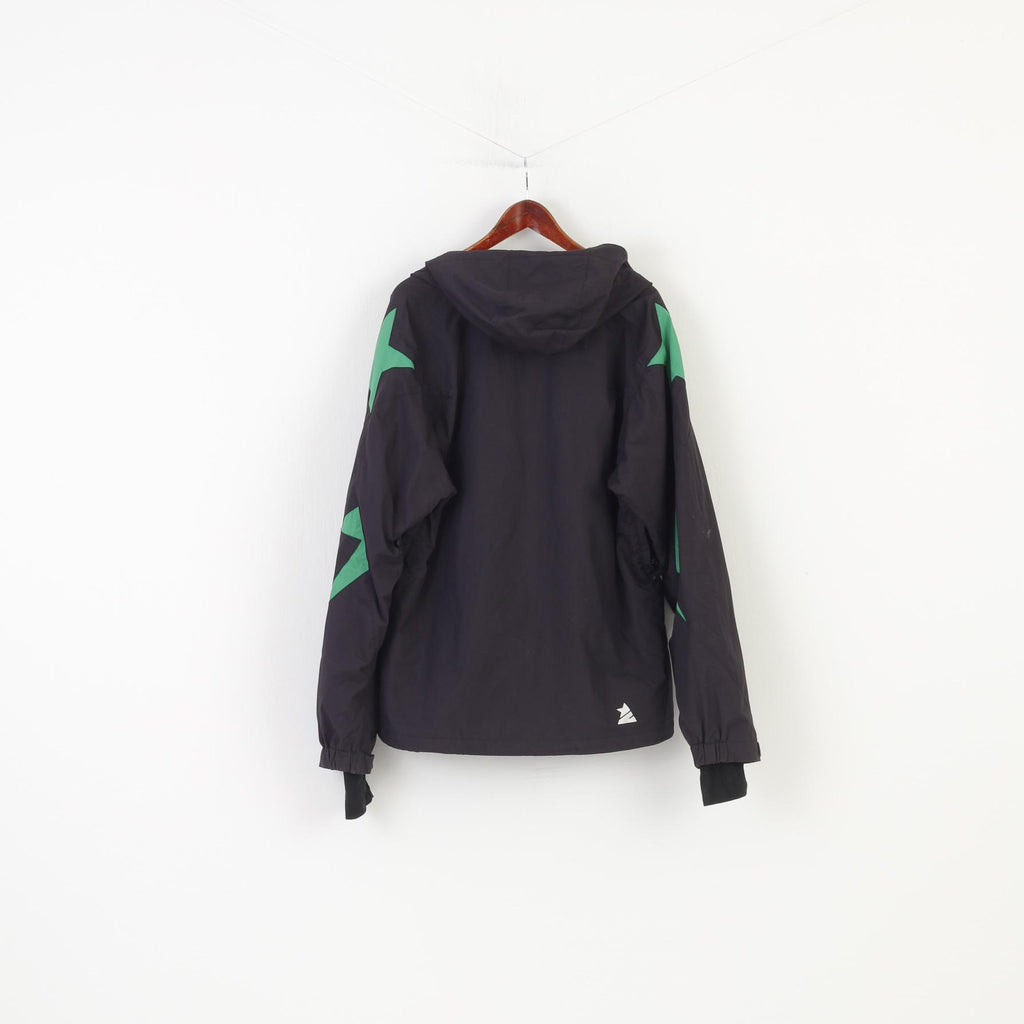 Giacca Zimtstern da uomo L, cappuccio in nylon nero, tasche imbottite per sci invernale, top impermeabile