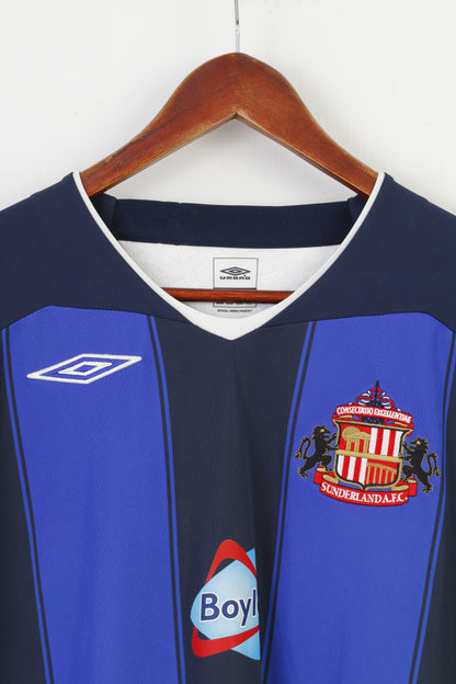 Umbro Hommes XXL Chemise Marine Sunderland AFC Rayé Sport Football Jersey Top