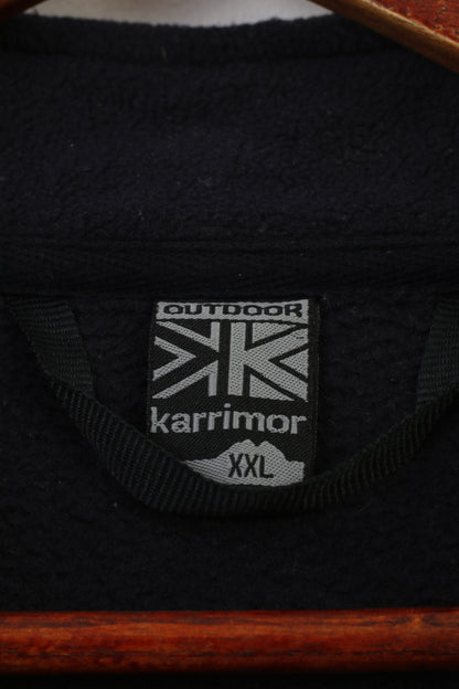 Karrimor Uomo XXL Pile Blu Navy Manica Lunga Cerniera Completa Colletto Tasche Felpa Invernale per Esterno