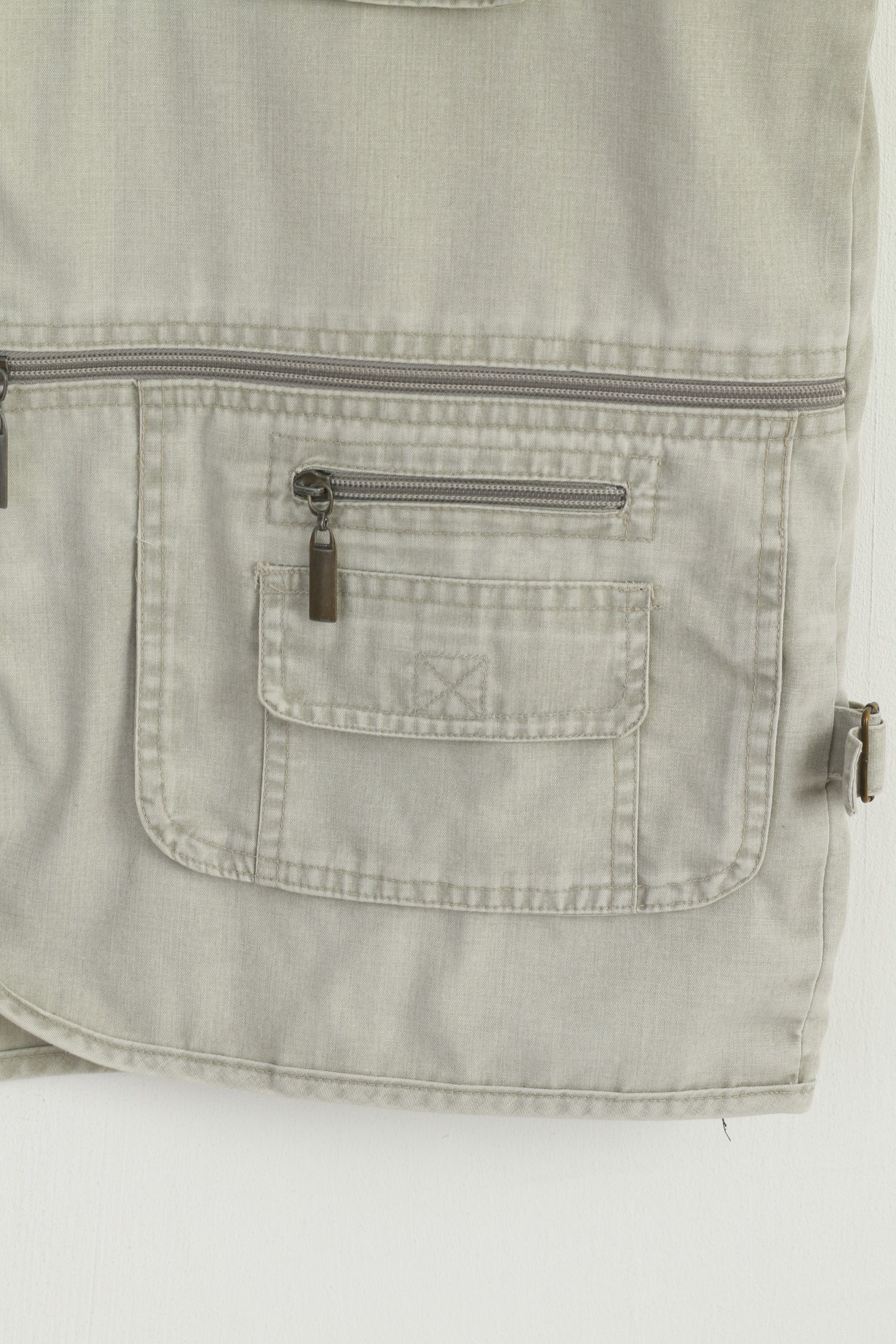 HD Sport & Classic Men L Waistcoat Gray 100% Cotton Multi Pocket Fishing Casual Vest