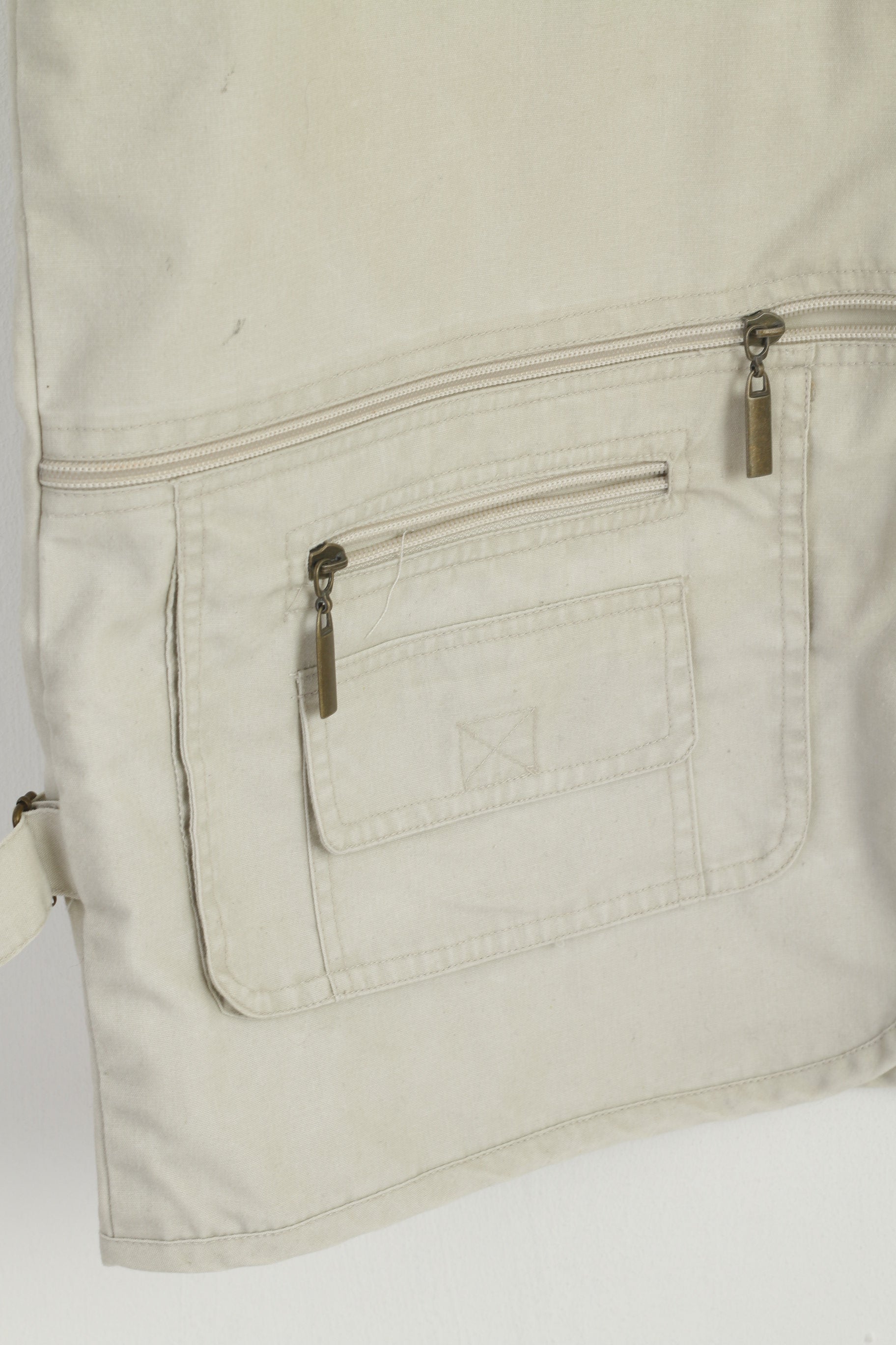 HD Sport & Classic Men L Waistcoat Beige 100% Cotton Multi Pocket Hunting Vest