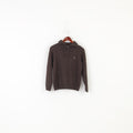 Gant Men M S Jumper Brown Zip Neck Long Sleeve Lambs Wool Winter Top