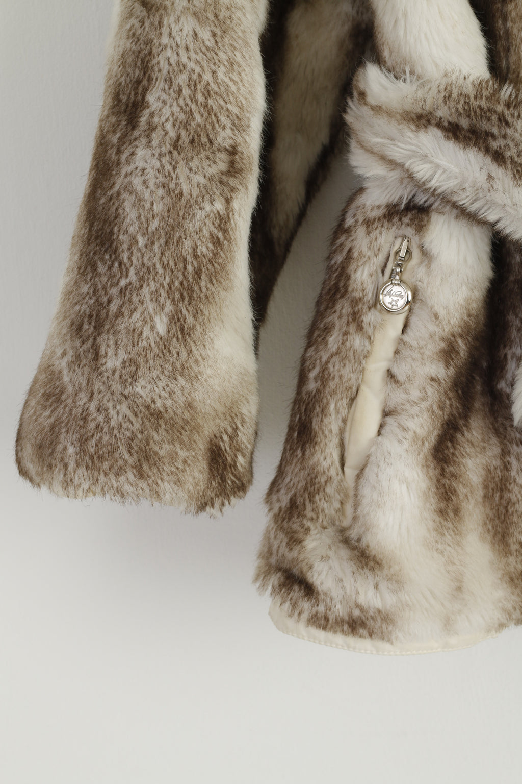 High Society by Rengel Sport Women 38 M Jacket Vintage Beige Fur Belted Monte Carlo Top