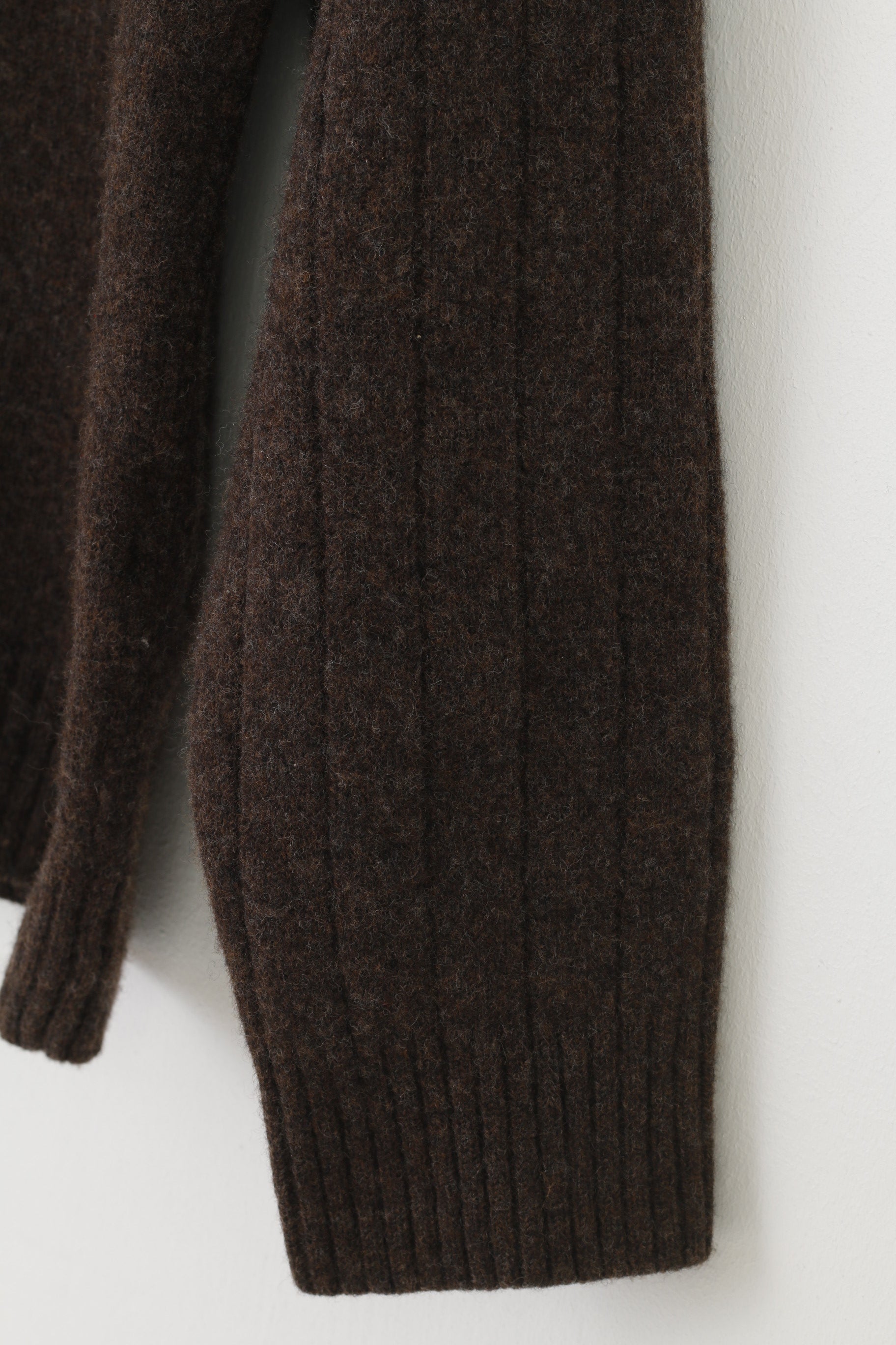 Gant Men M S Jumper Brown Zip Neck Long Sleeve Lambs Wool Winter Top