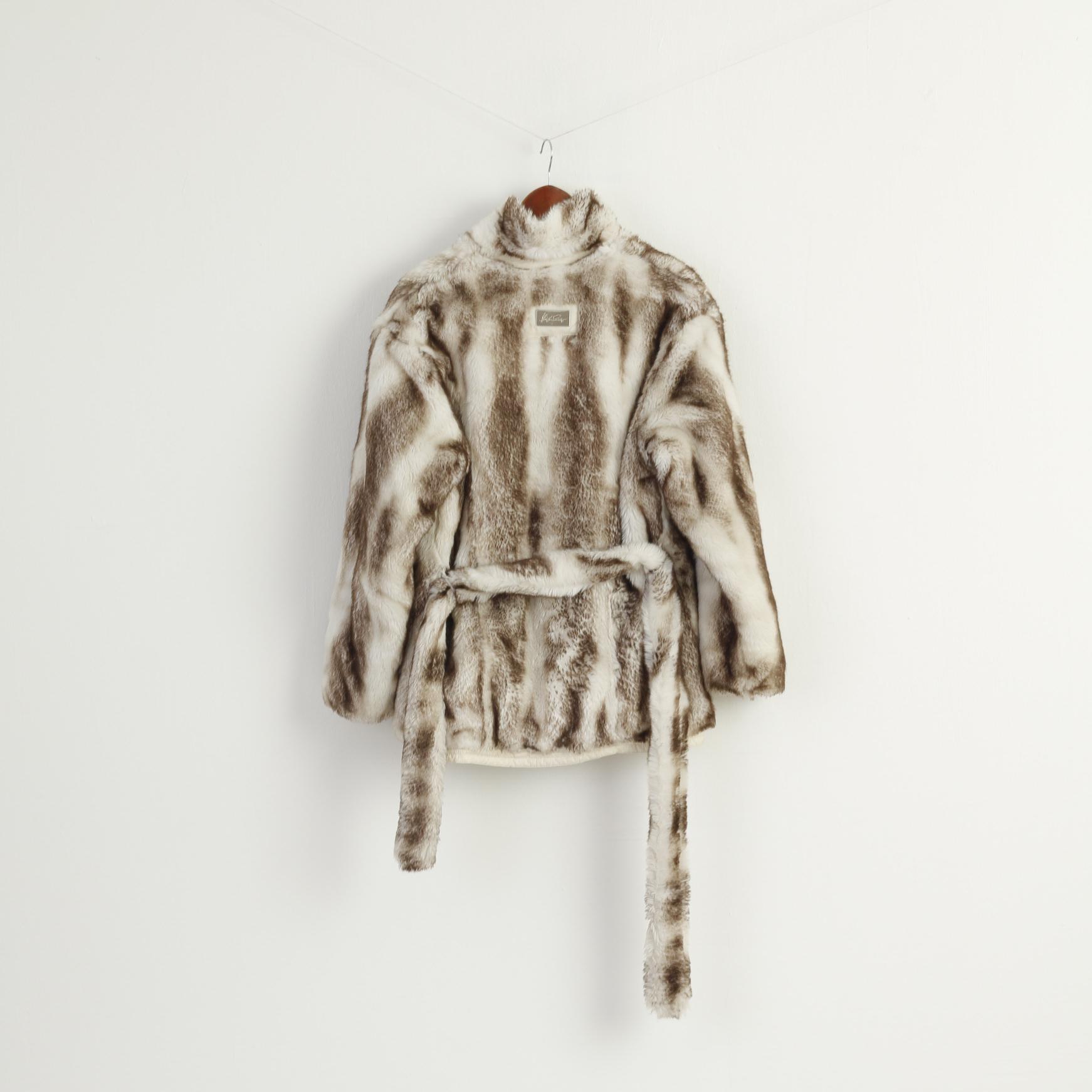 High Society by Rengel Sport Women 38 M Jacket Vintage Beige Fur Belted Monte Carlo Top