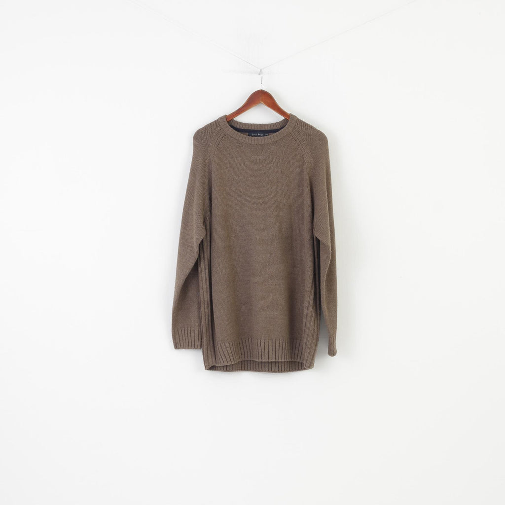 James Pringle Men XXL Jumper Brown Long Sleeve Winter Top
