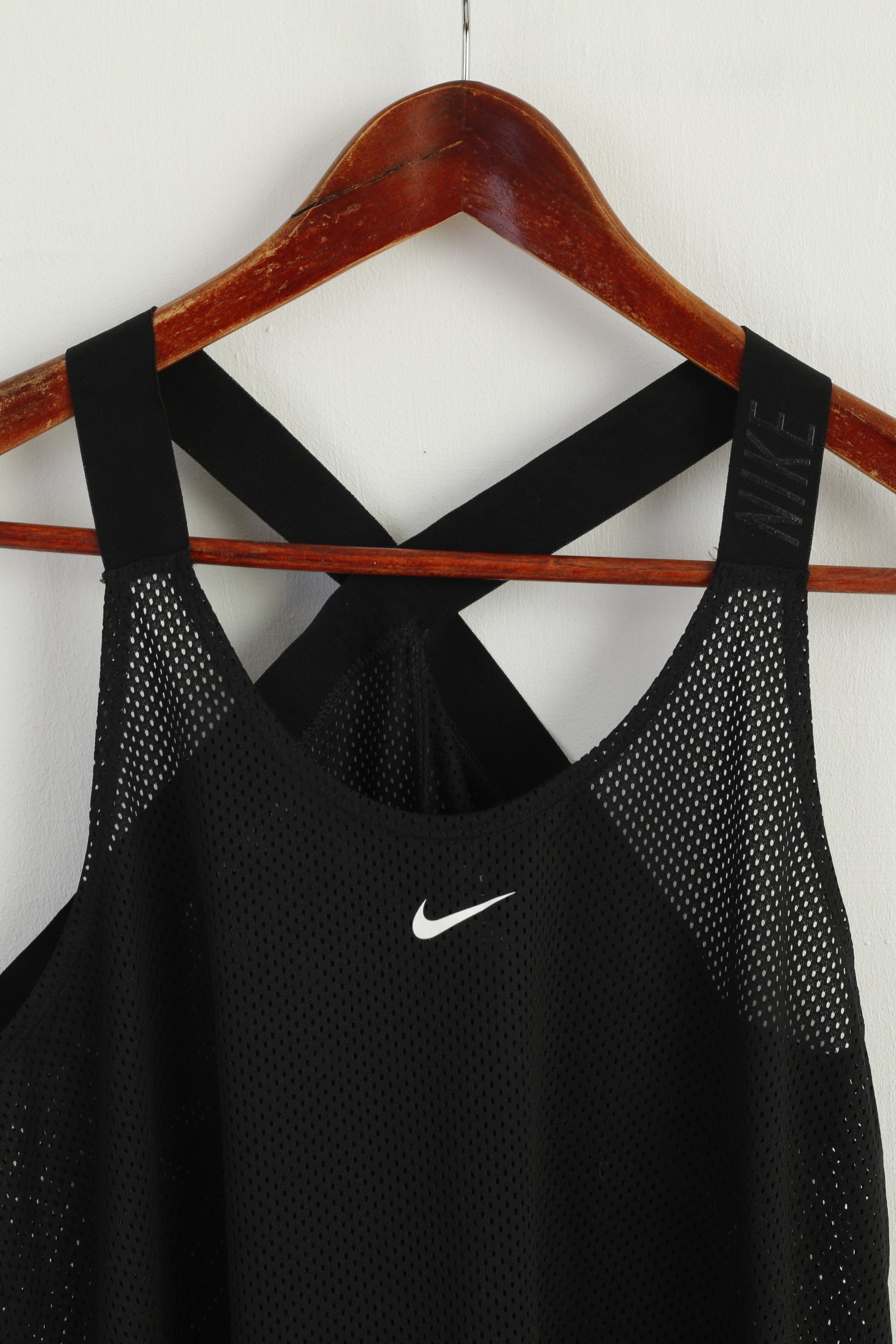 Nike Women M Shirt Black Sportswear Tank Top Mesh Run Active Logo Top