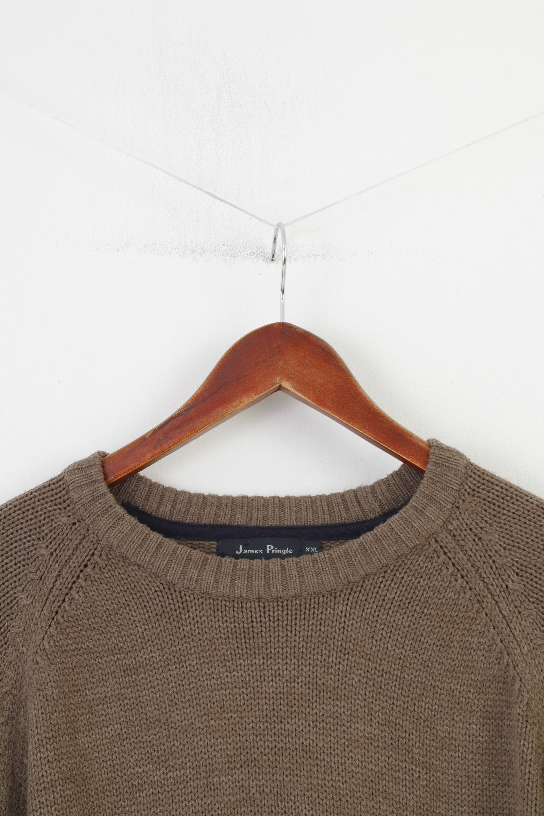 James Pringle Men XXL Jumper Brown Vintage Acrylic Classic Crew Neck Top