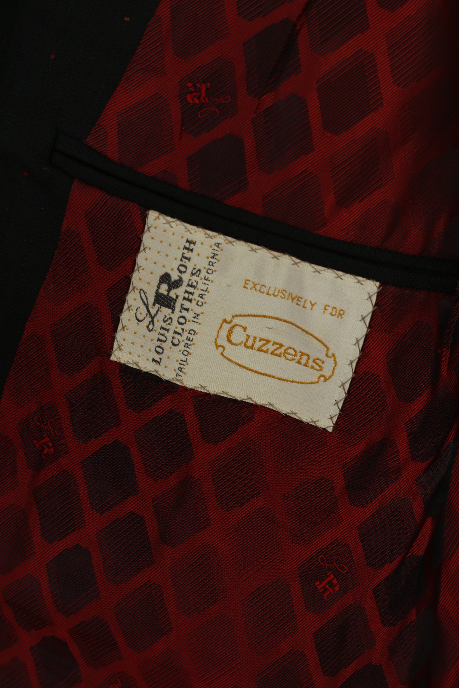 Louis Roth Men 43 Blazer Black Dots Vintage Cuzzens Wool Tailord in California Jacket