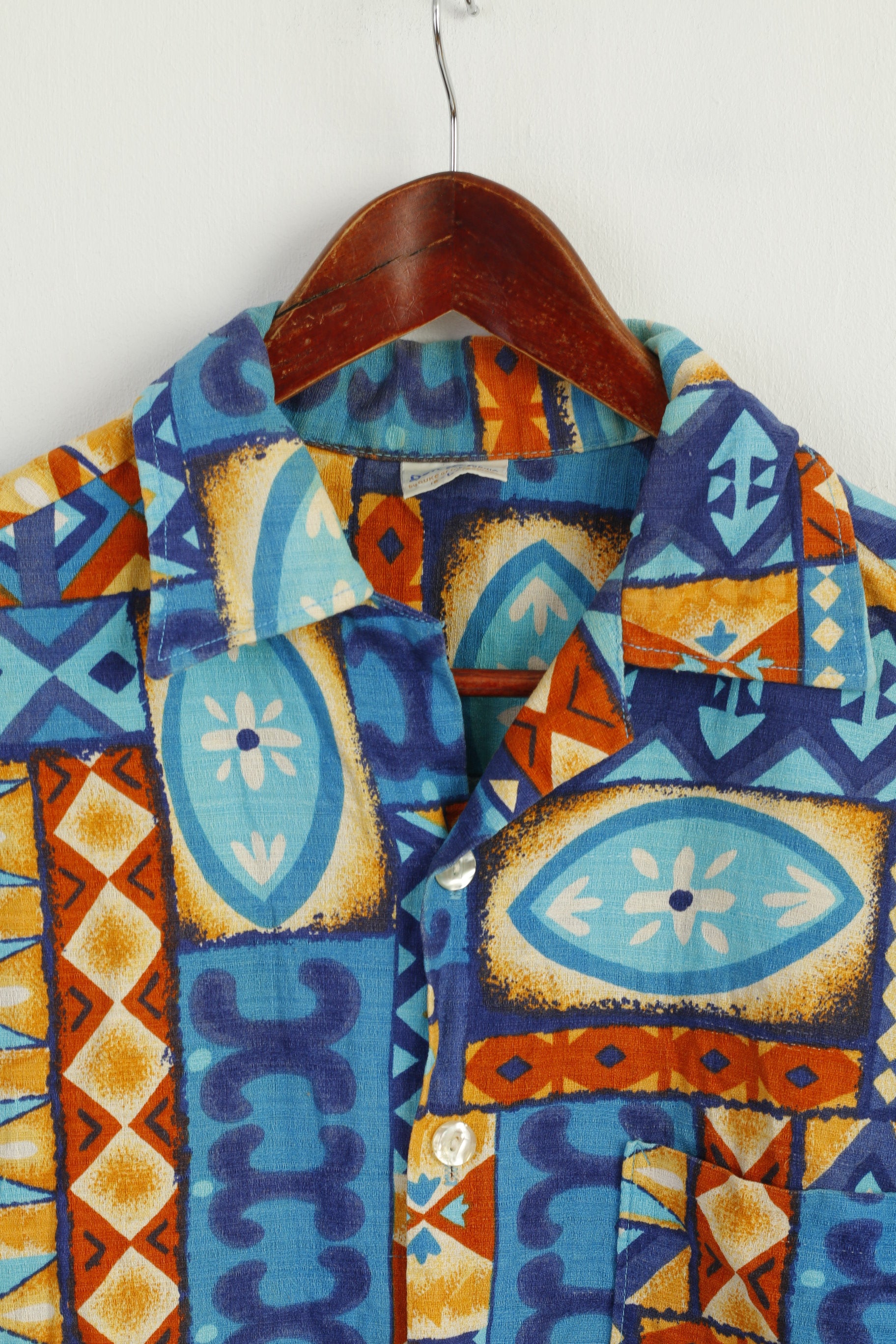 Don Lopez by DUKE of Hollywood Men L Casual Shirt Blue Vintage 70s Summer Top