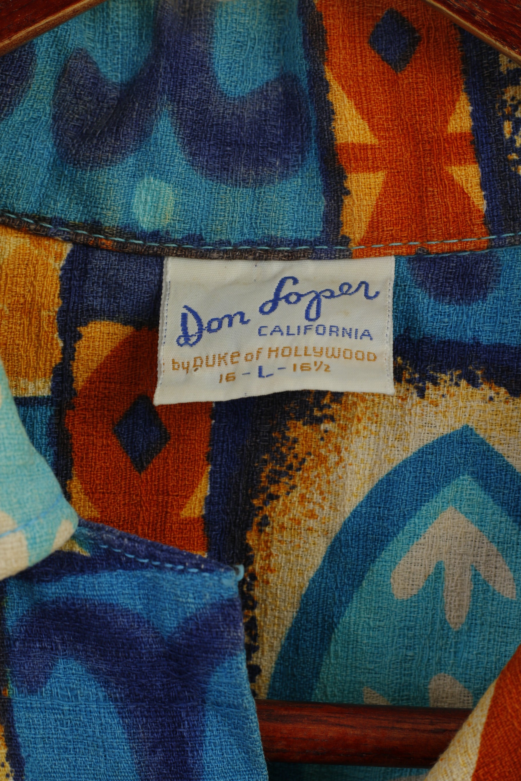 Don Lopez by DUKE of Hollywood Men L Casual Shirt Blue Vintage 70s Summer Top