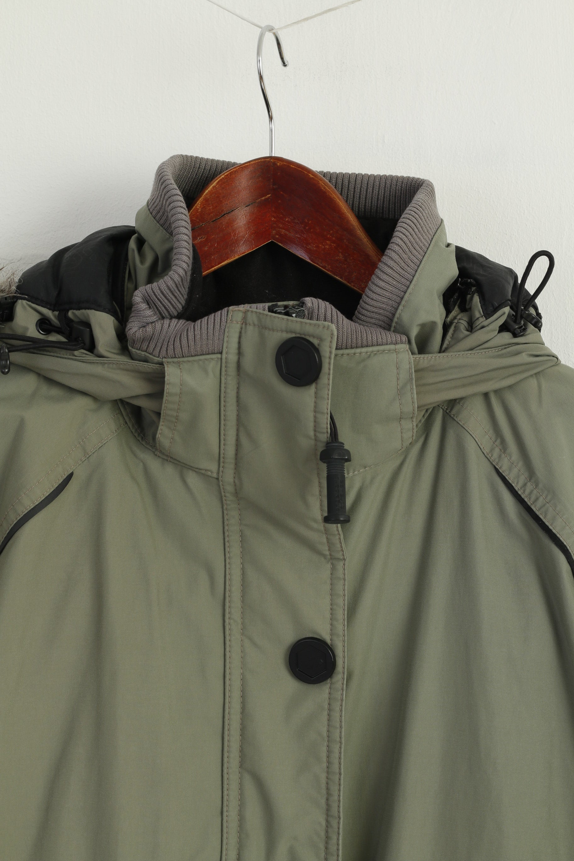 Engelbert Strauss Women XL (L) Jacket Green Padded Hood Nylon Waterproof Top