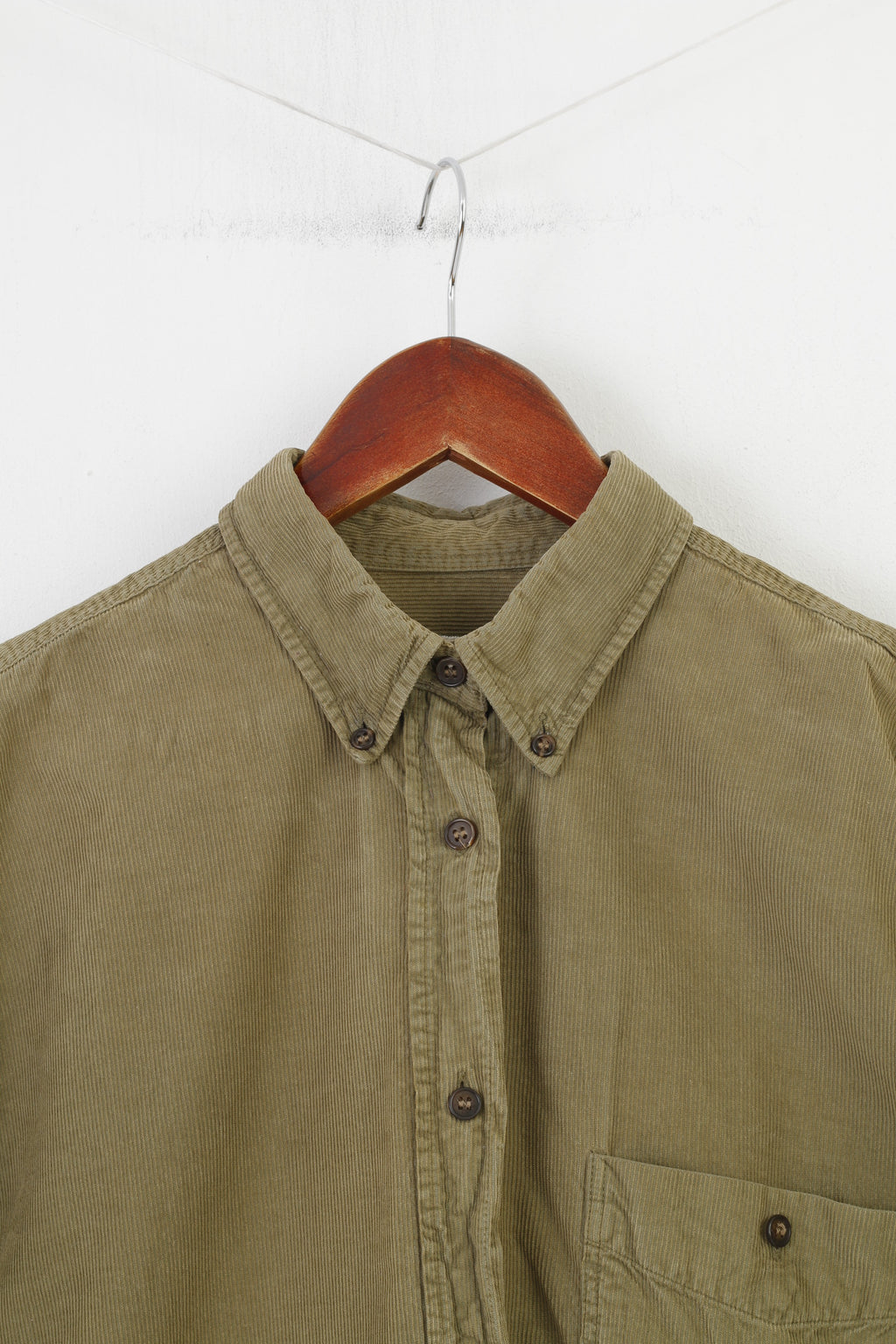 Ricci Capricci Femme XL Chemise Décontractée Kaki Velours Côtelé Manches Longues Coton Milano Firenze Roma Bas Col Haut