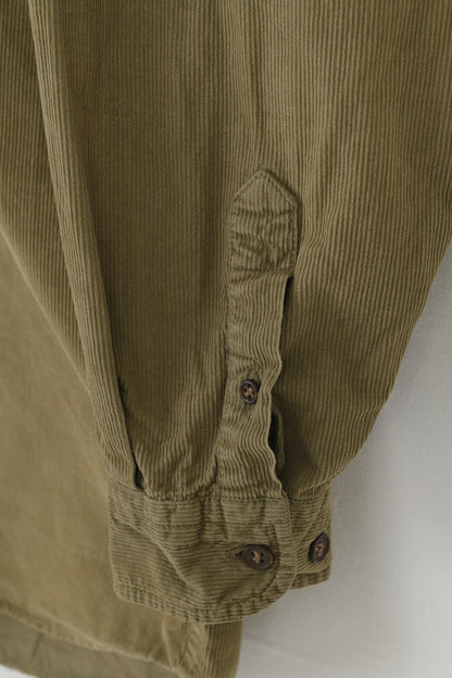 Camicia casual Ricci Capricci donna XL velluto a coste kaki manica lunga cotone Milano Firenze Roma fondo colletto top