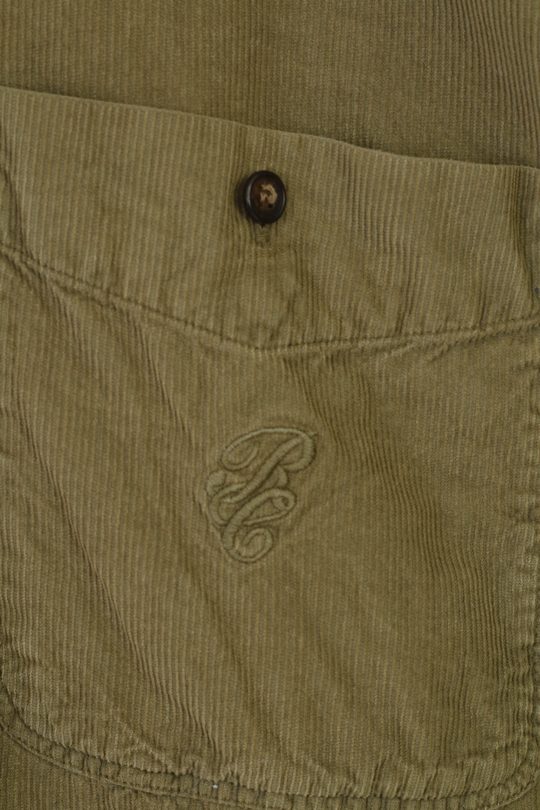 Ricci Capricci Woman XL Casual Shirt Khaki Corduroy Long Sleeve Cotton Milano Firenze Roma Bottoms Collar Top