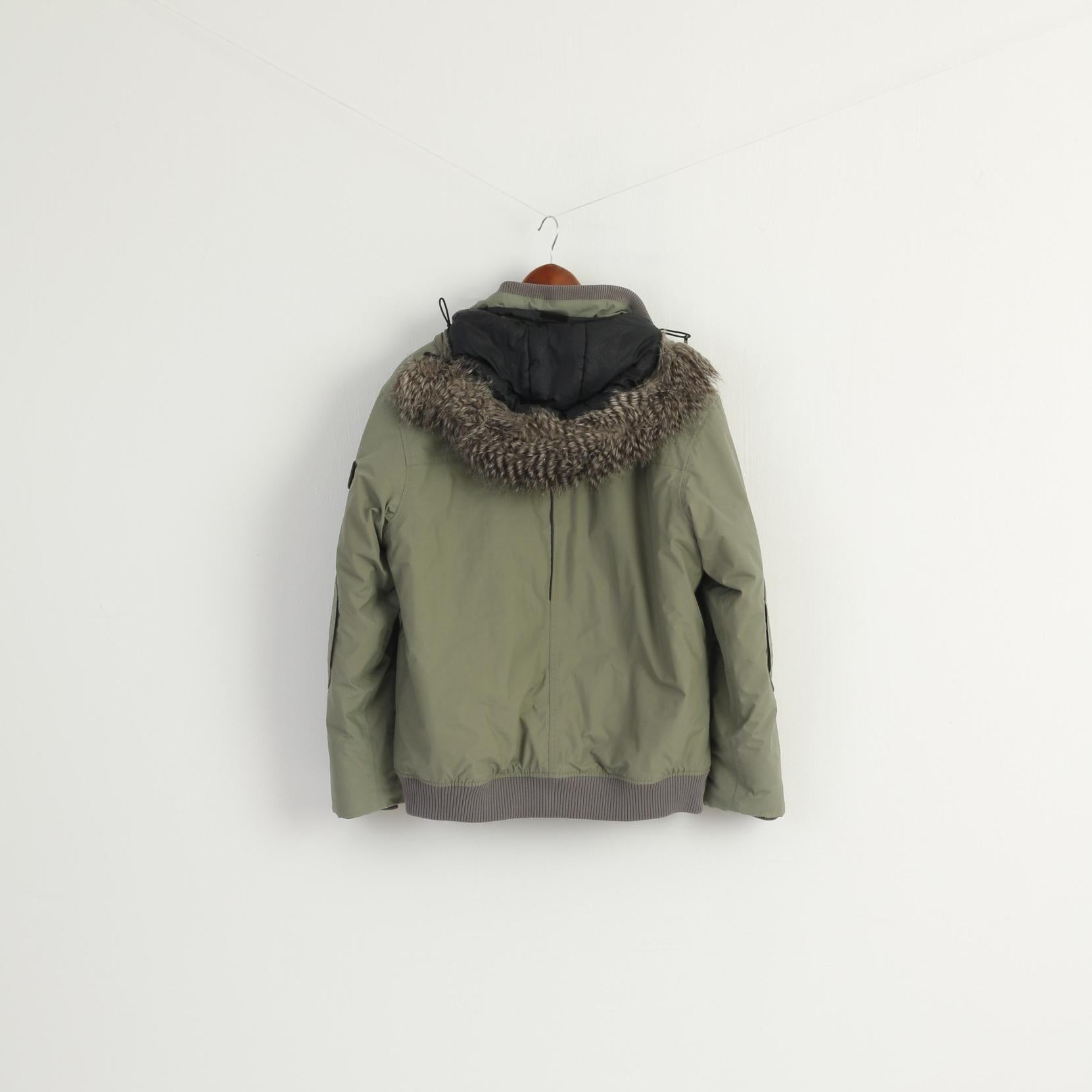 Engelbert Strauss Women XL (L) Jacket Green Padded Hood Nylon Waterproof Top