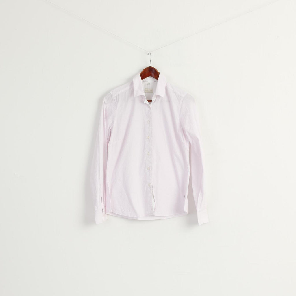 MILANO Italy Women 36 S Casual Shirt Pink Cotton Long Sleeve Top