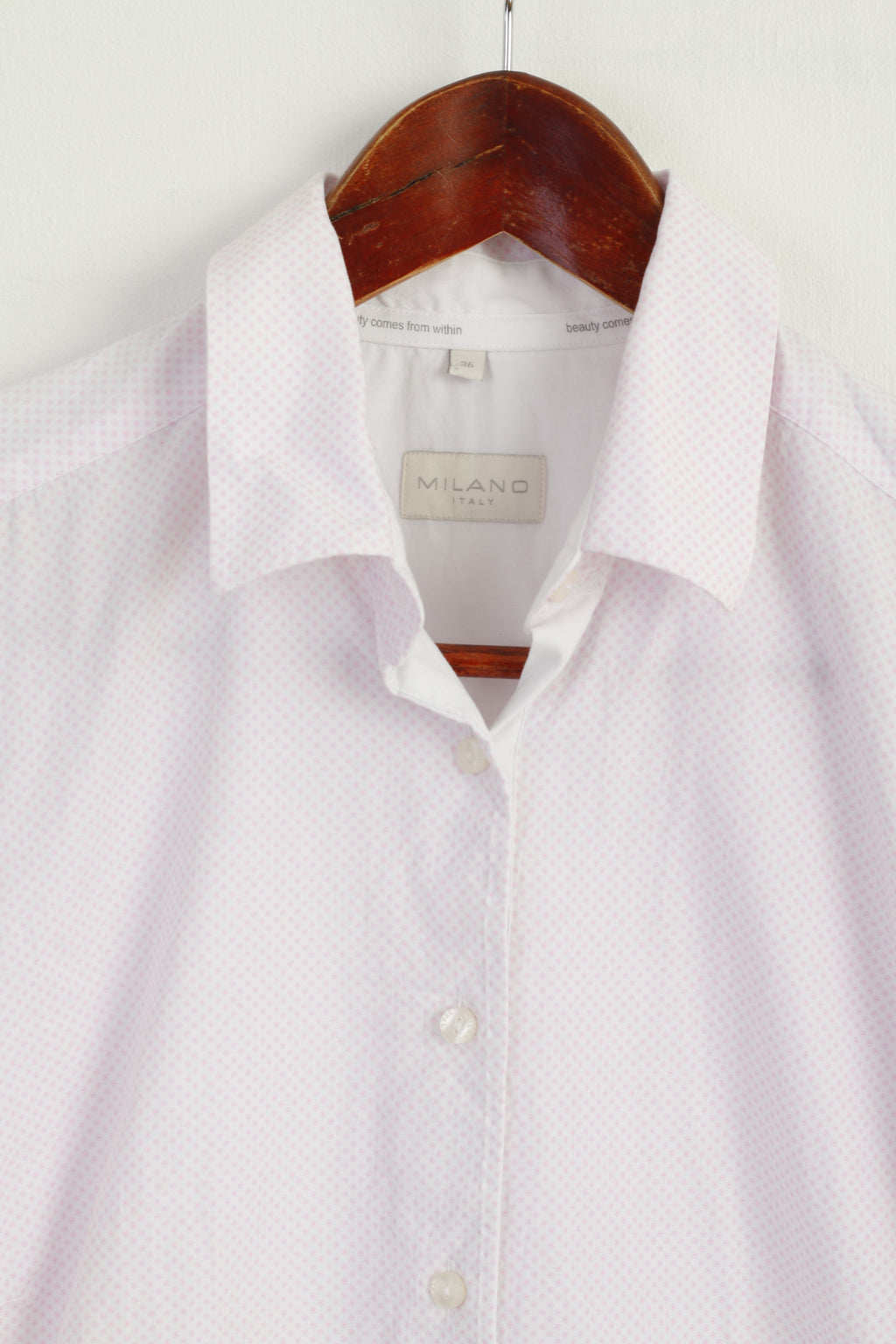 MILANO Italy Women 36 S Casual Shirt Pink Cotton Long Sleeve Top