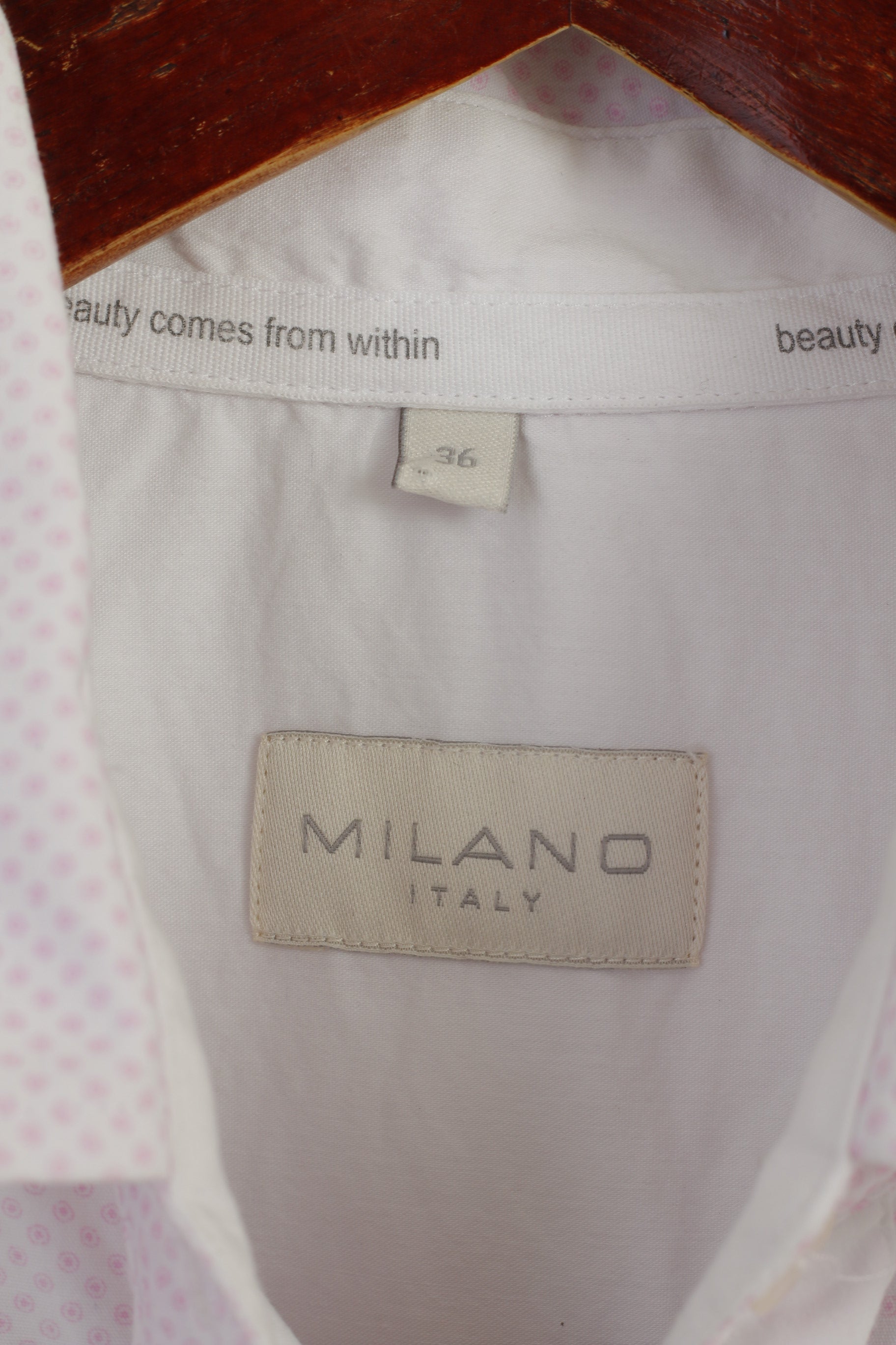 MILANO Italy Women 36 S Casual Shirt Pink Cotton Long Sleeve Top