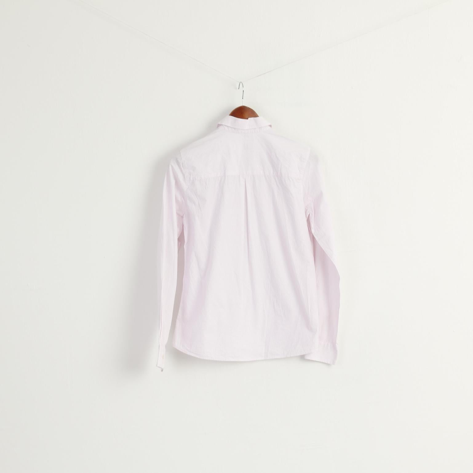 MILANO Italy Women 36 S Casual Shirt Pink Cotton Long Sleeve Top