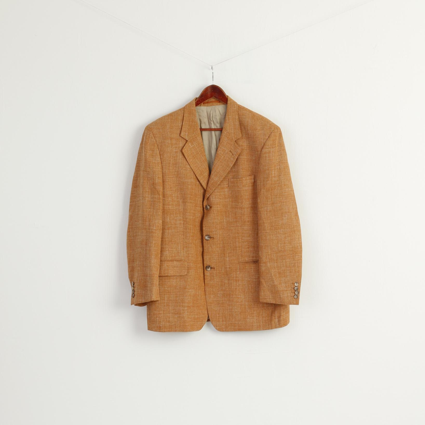 Nicolas Scholz Men 52 42 Blazer Brick Linen Blend Vintage Single Breasted Jacket