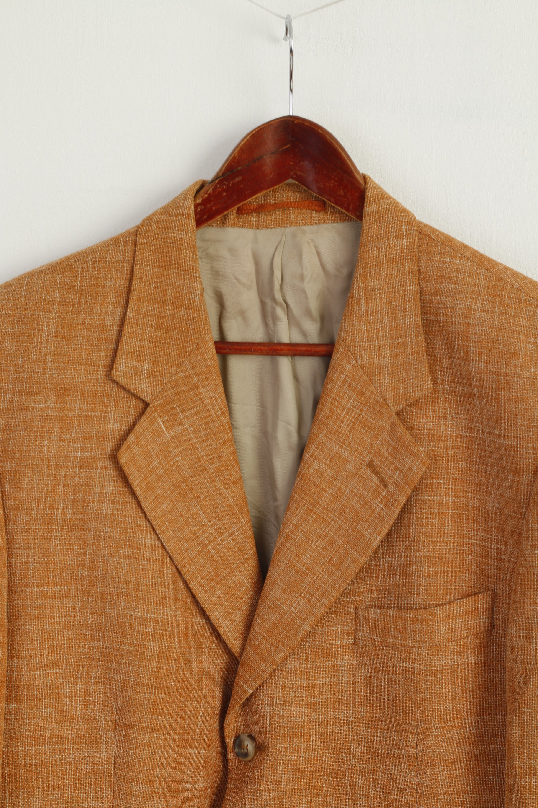 Nicolas Scholz Men 52 42 Blazer Brick Linen Blend Vintage Single Breasted Jacket