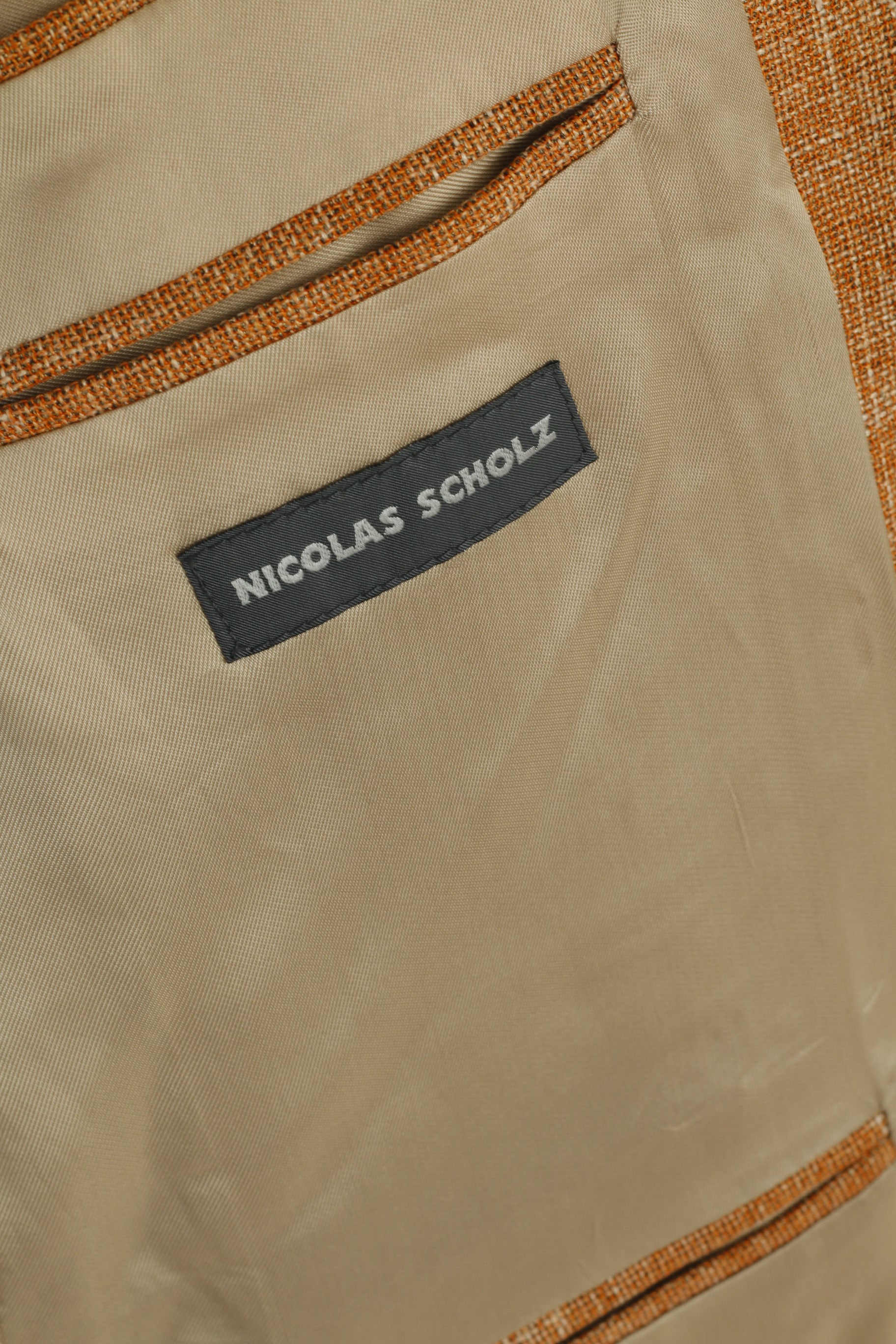 Nicolas Scholz Men 52 42 Blazer Brick Linen Blend Vintage Single Breasted Jacket