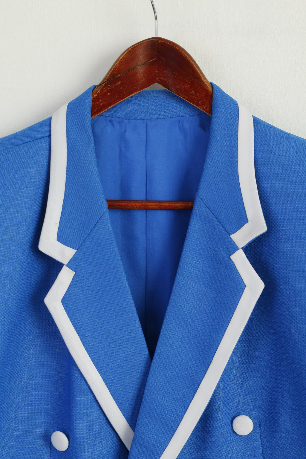 Vintage Women M Suit Blue Marine Jacket Skirt Set Elegant Hand Made