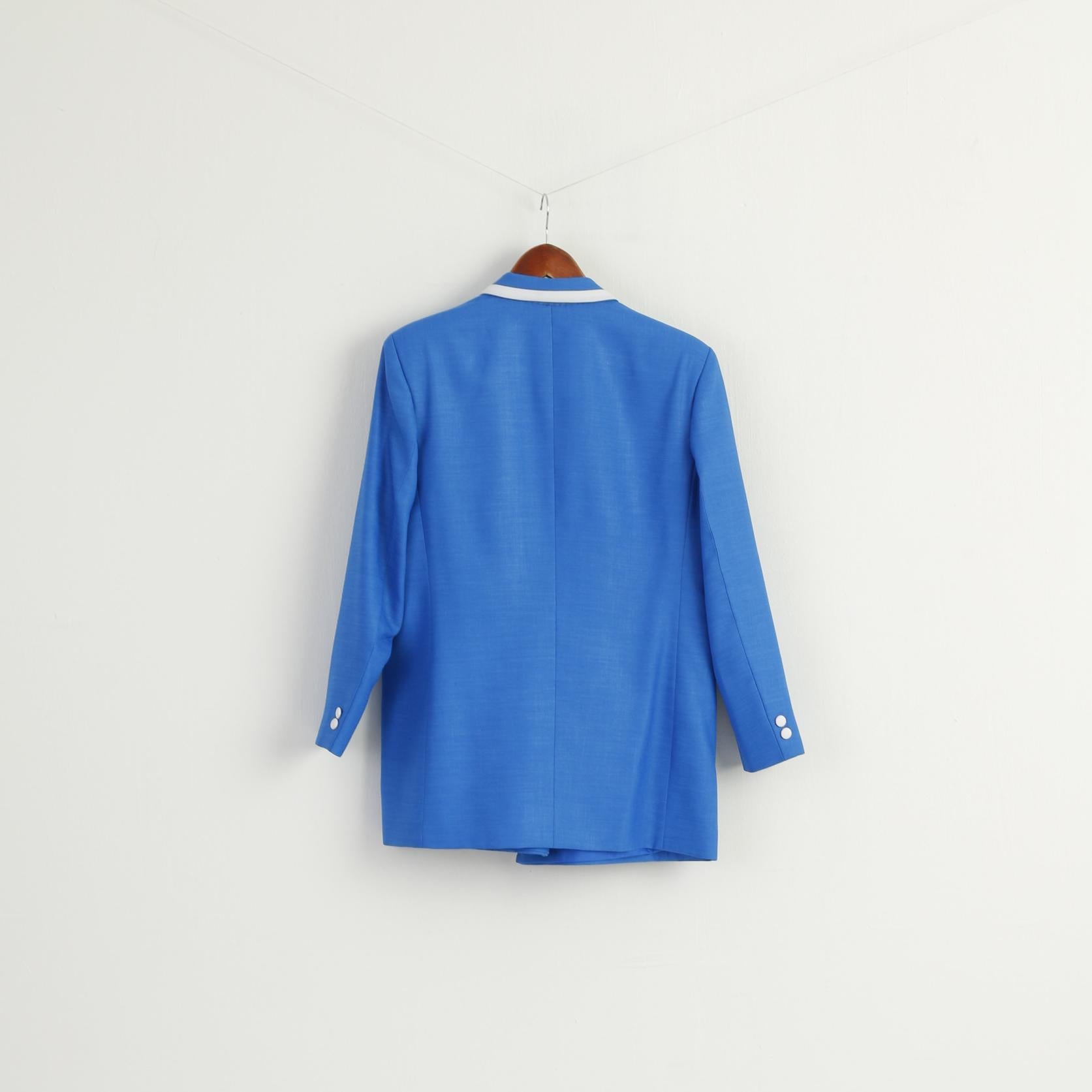 Vintage Women M Suit Blue Marine Jacket Skirt Set Elegant Hand Made