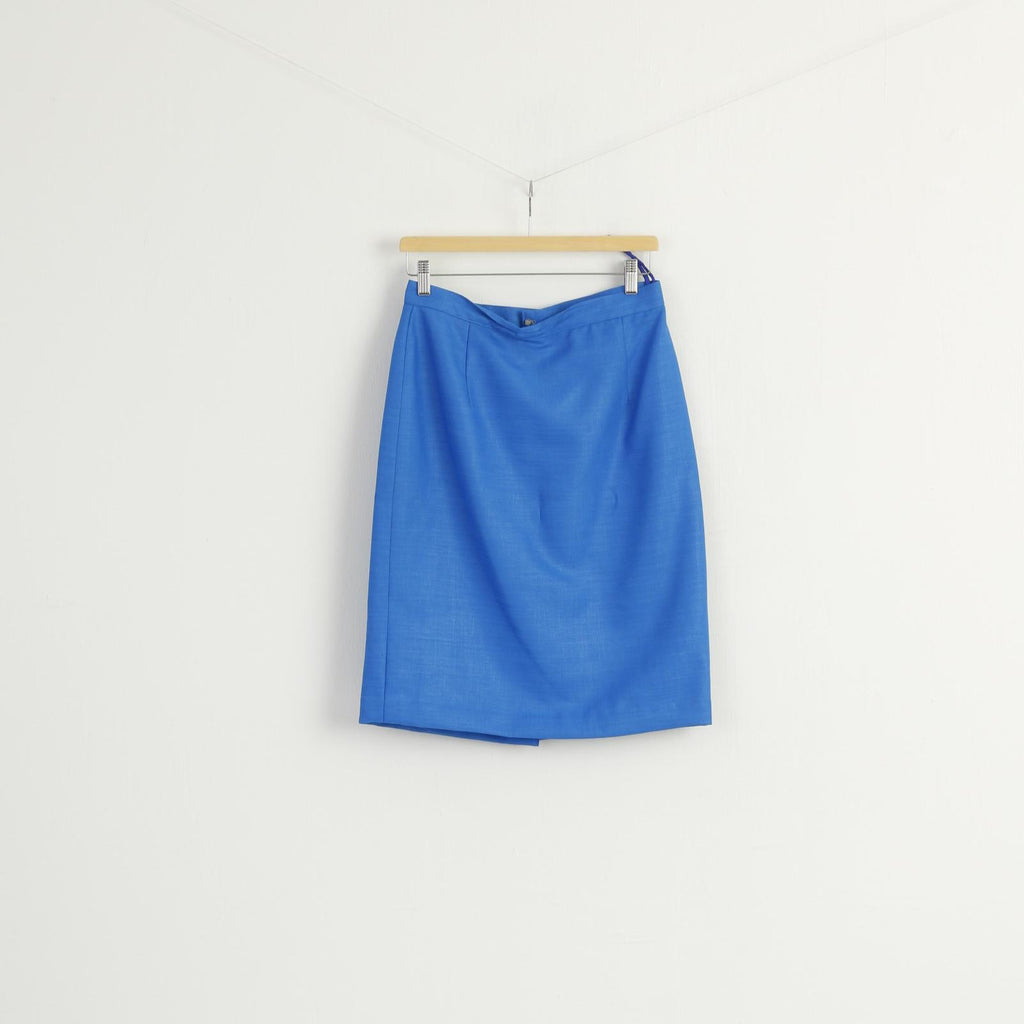 Vintage Women M Suit Blue Marine Jacket Skirt Set Elegant Hand Made