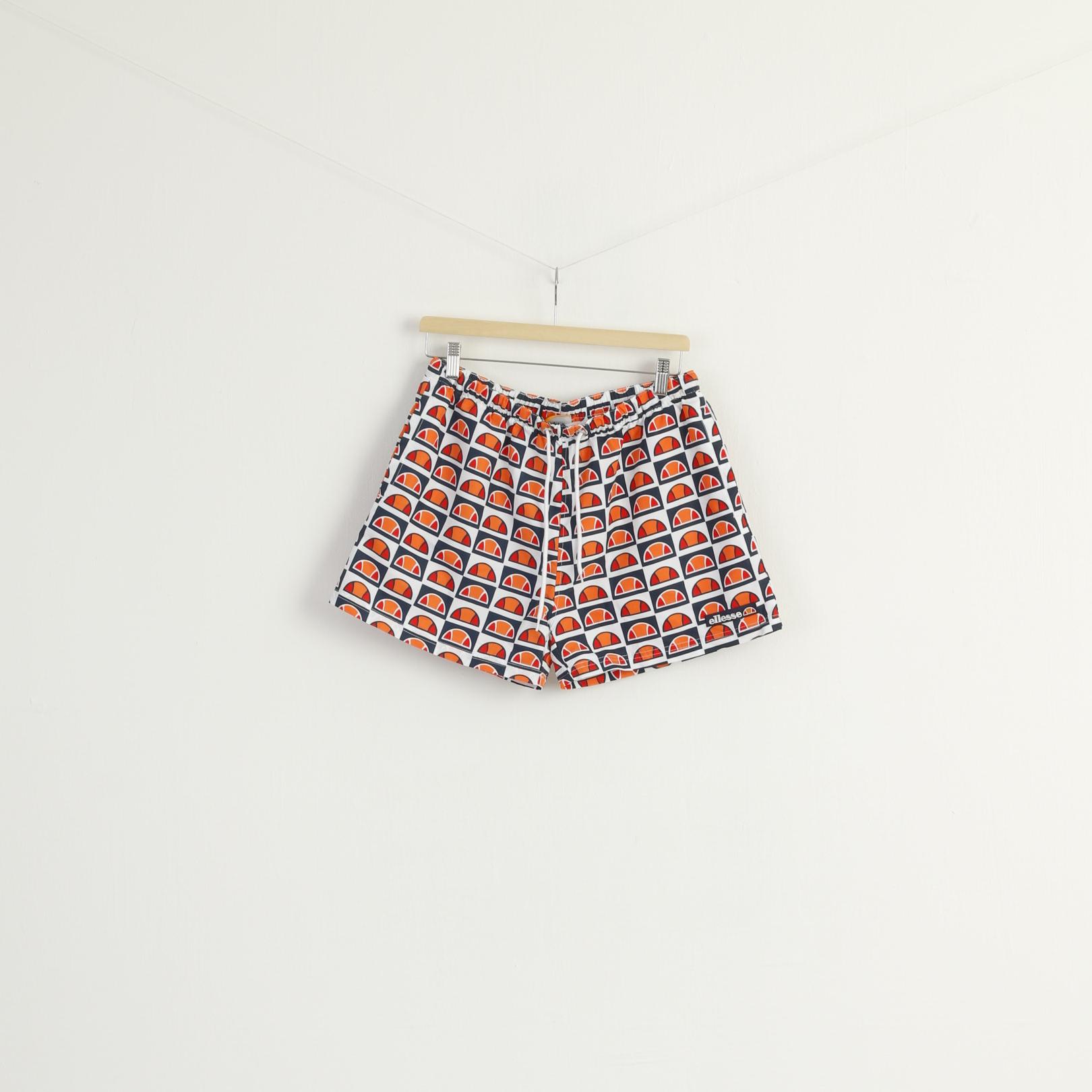 Ellesse Women M Shorts White Logo print Sportswear Mesh Lined Summer