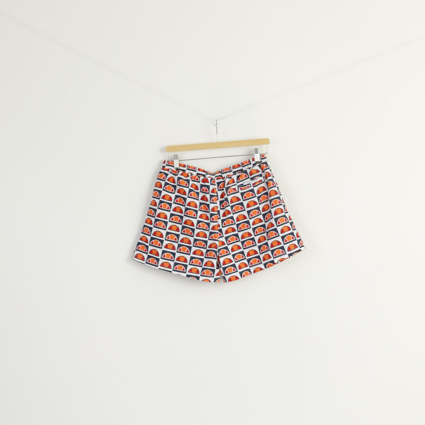 Ellesse Women M Shorts White Logo print Sportswear Mesh Lined Summer